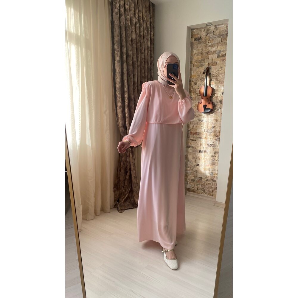 Mersha Pembe Bağcıklı Emzirme Elbisesi Lohusa Anneler İçin