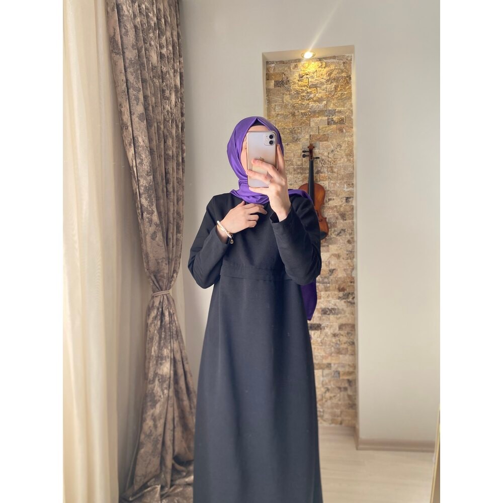 Keten Zahmetsiz Elbise (Siyah)