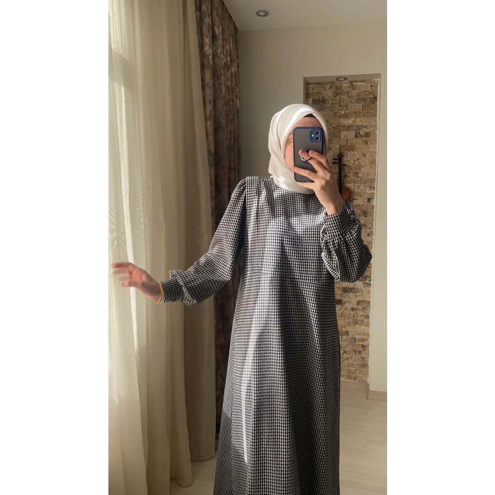 Mersha Gri Ahu Emzirme Detaylı Elbise Lohusa Anneler İçin Özel Tasarım