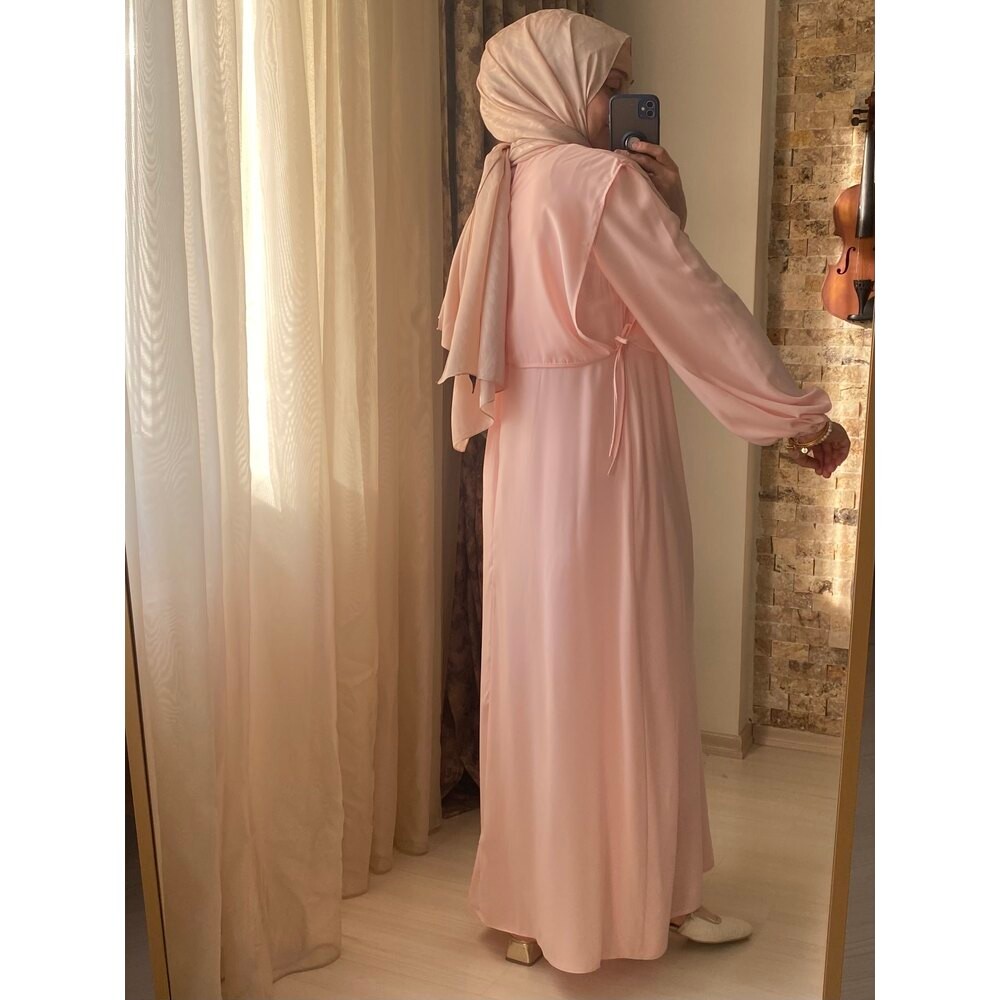 Mersha Pembe Bağcıklı Emzirme Elbisesi Lohusa Anneler İçin