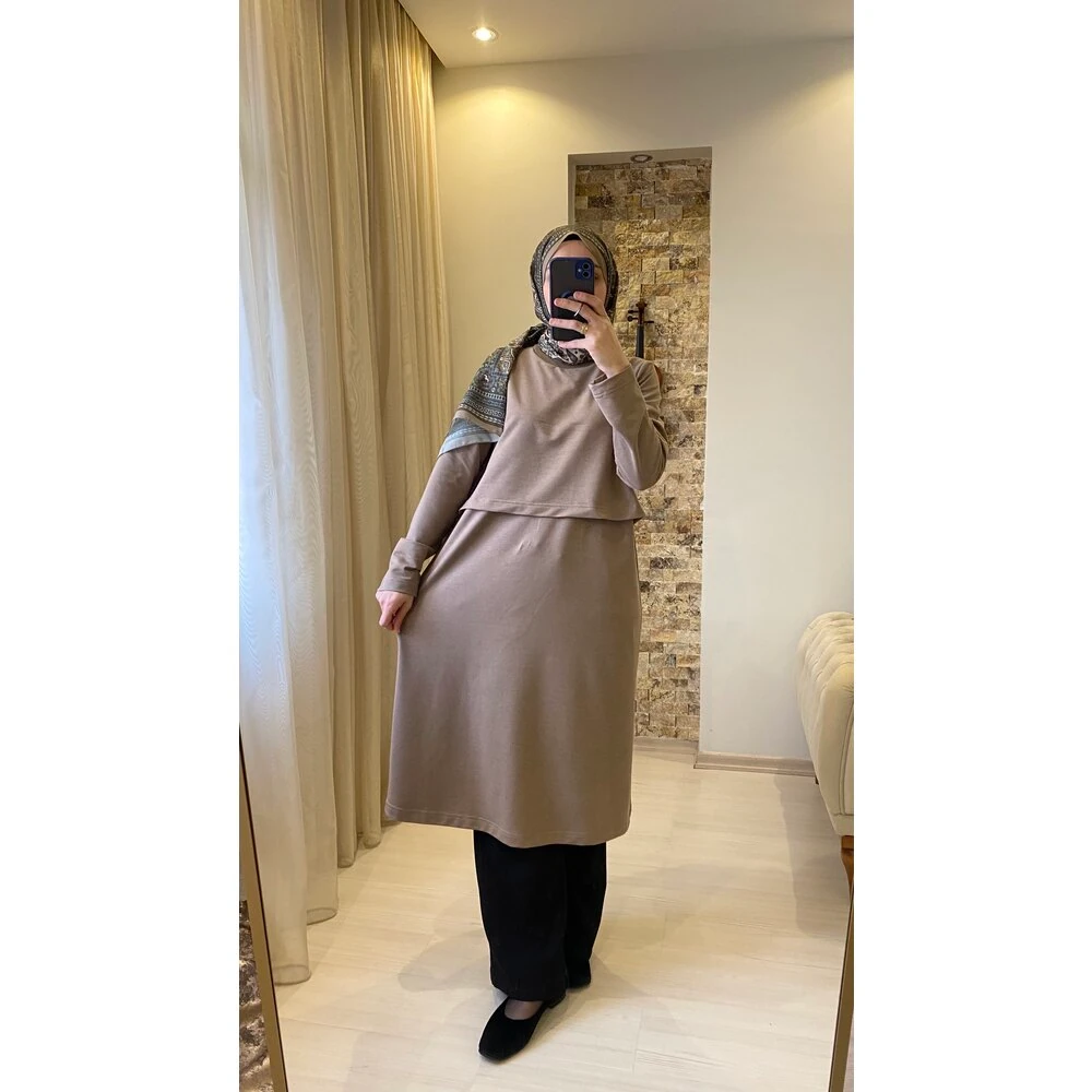 Mersha Mokka Emzirme Özellikli Tunik Lohusa Anneler İçin Pratik Tasarım