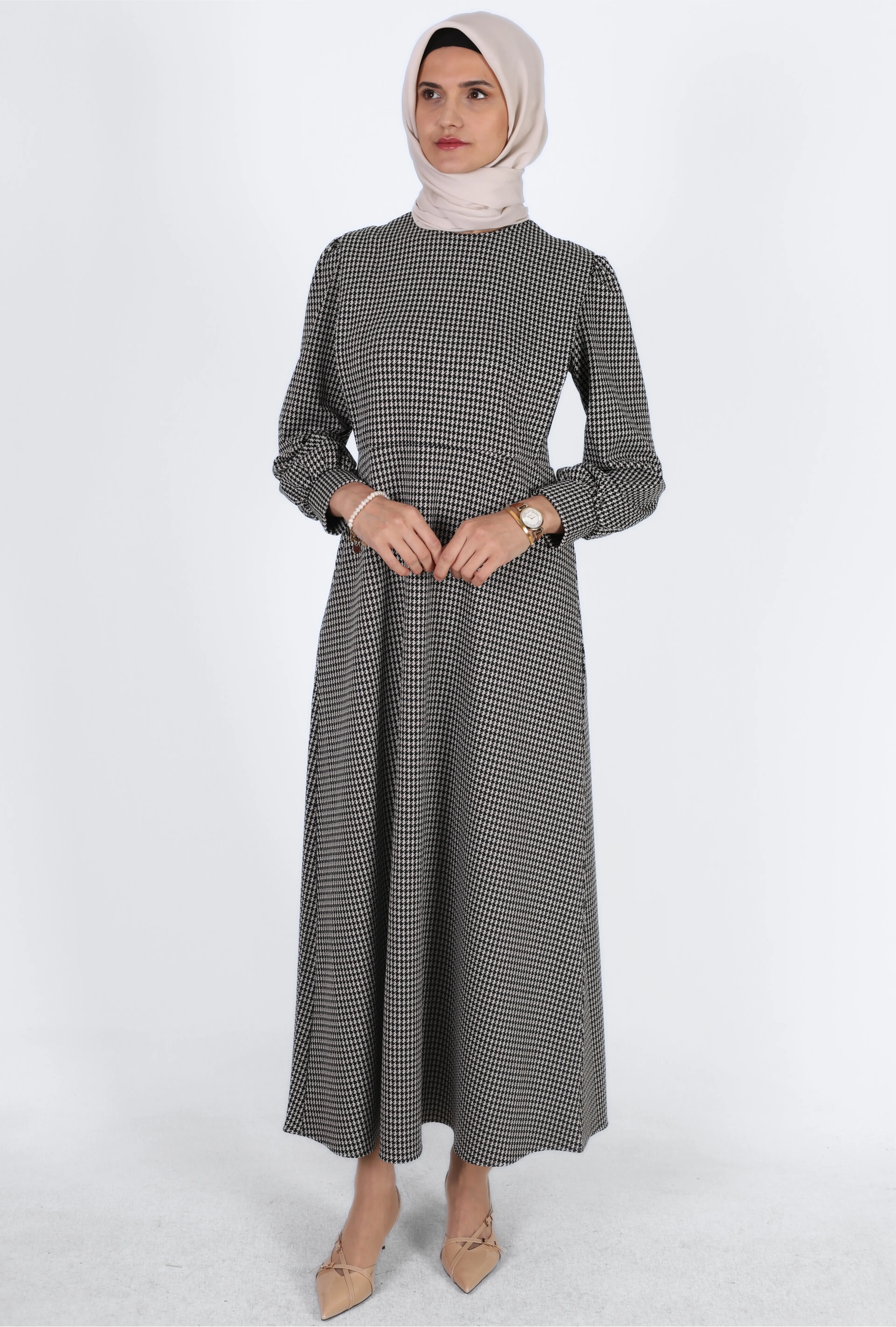 Mersha Gri Ahu Emzirme Detaylı Elbise Lohusa Anneler İçin Özel Tasarım