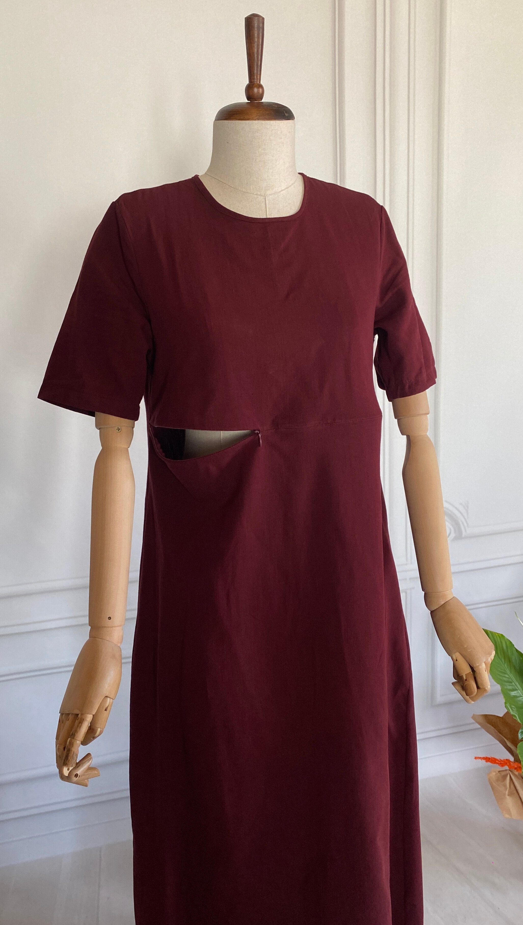 Mersha Bordo Natural Ceketli Emzirme Takımı Lohusa Anneler İçin