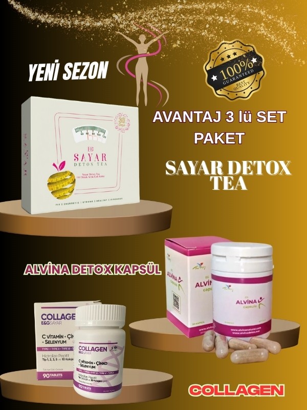 sayar detoks 1 Kapsül 1 Kolajen 1 Süper Paket (3 lü paket)
