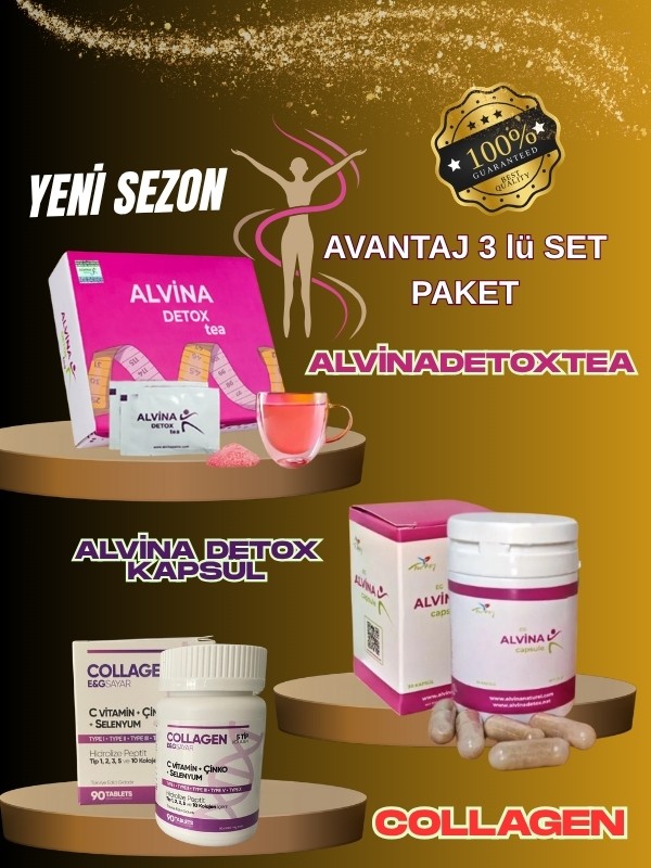 Alvina 1 Kapsül 1 Çay 1 Kolajen Süper Paket (3 lü paket)