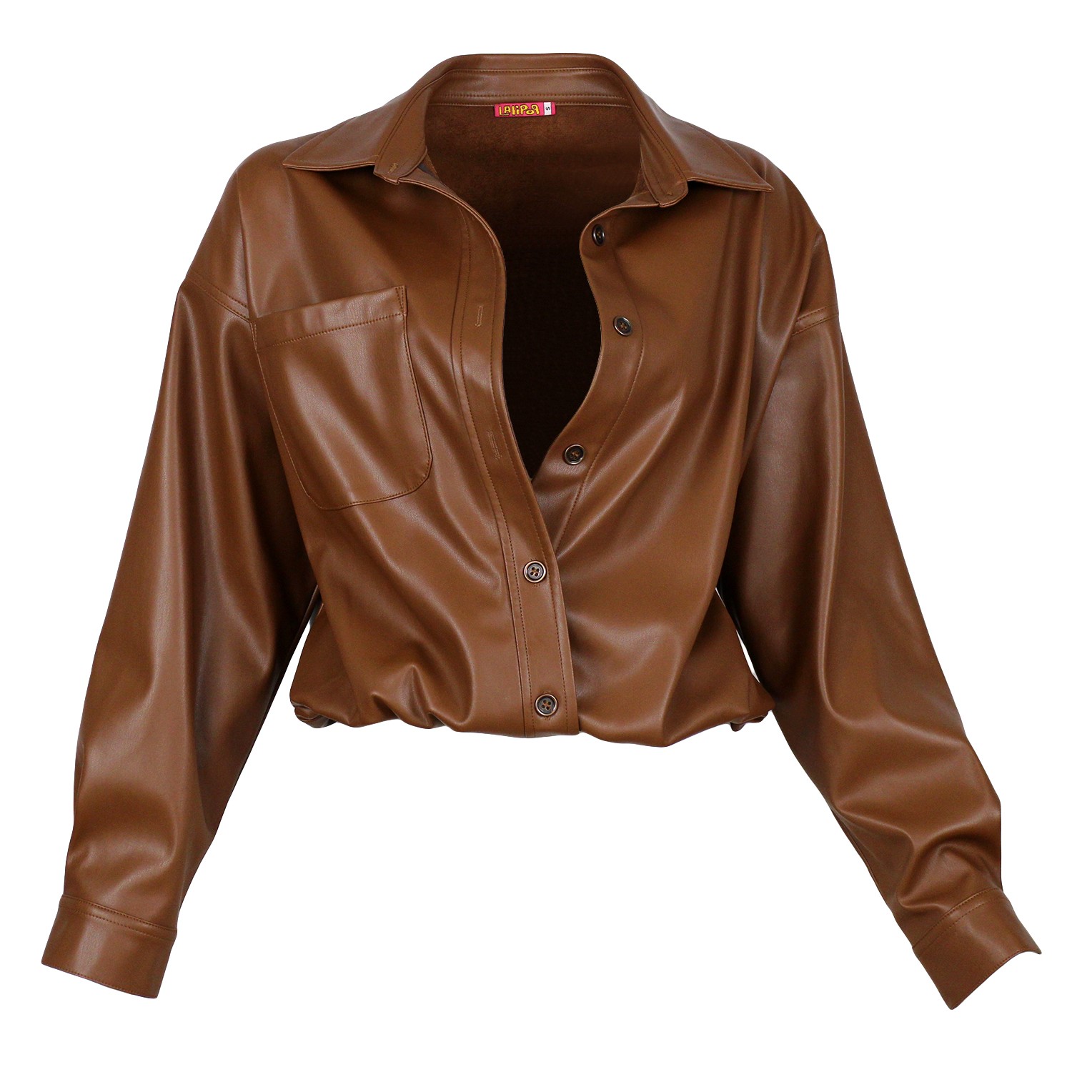 Long Sleeves Vegan Leather Shirt