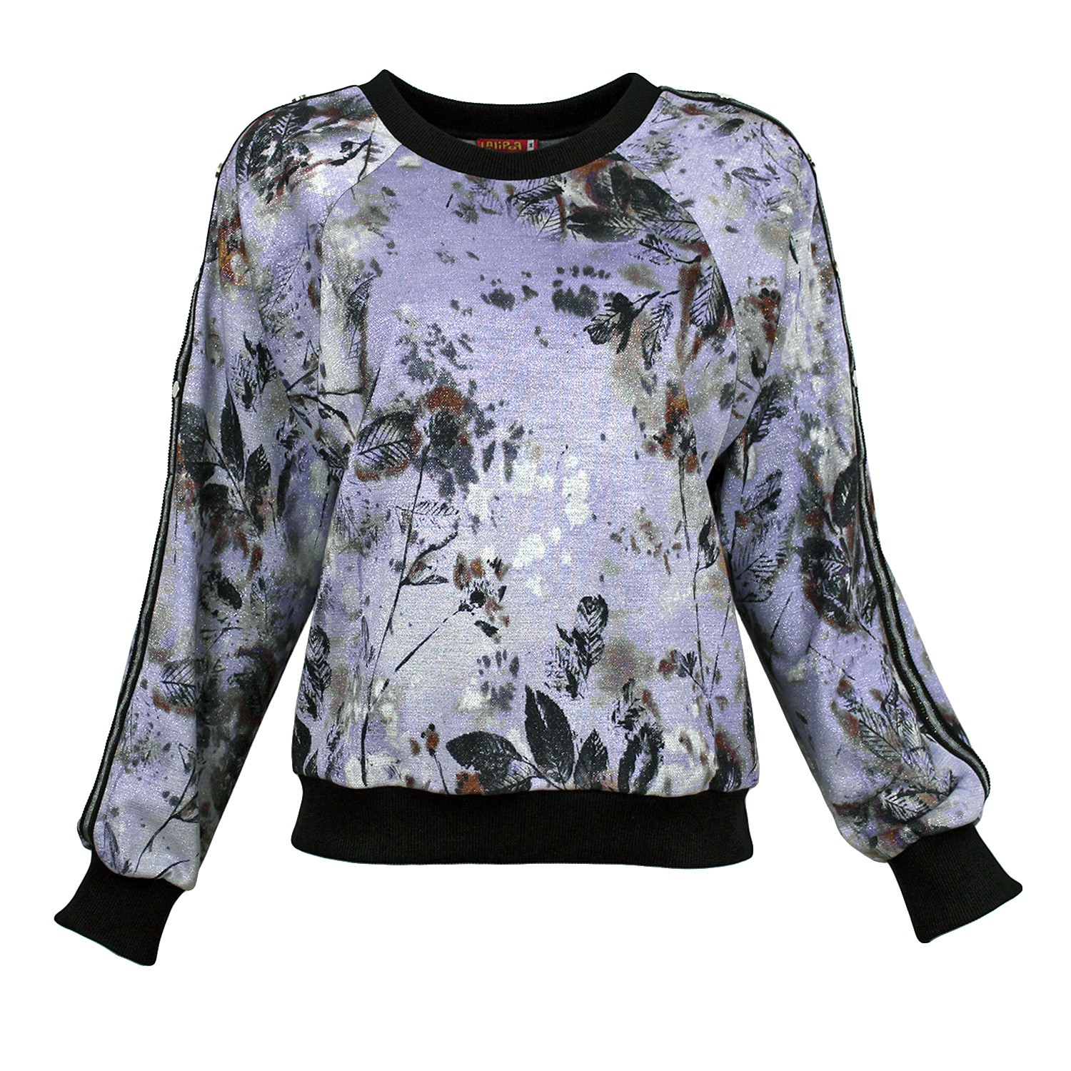 Floral Print Sweatshirt With Snap-Button Shoulder Detail