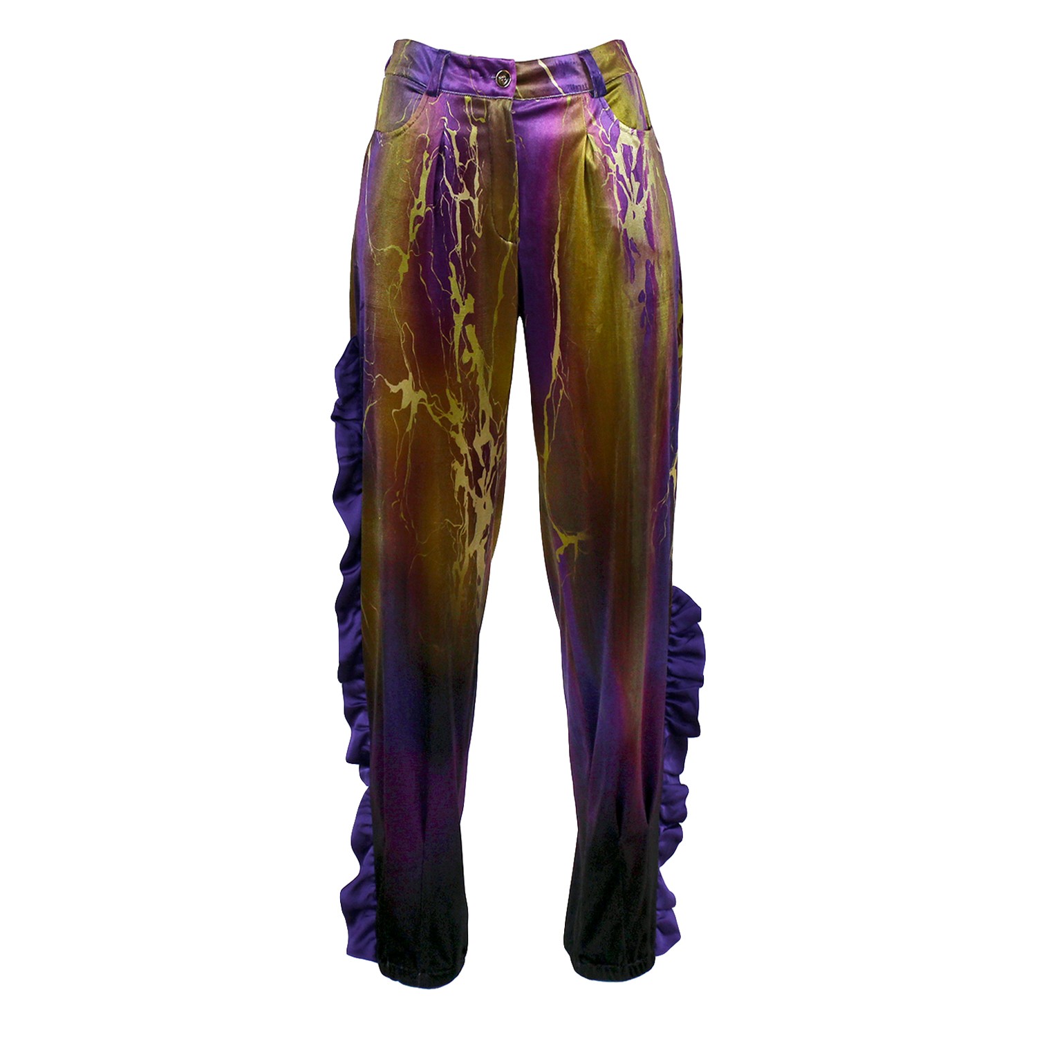 Abstract Print Velvet High-Waist Pants