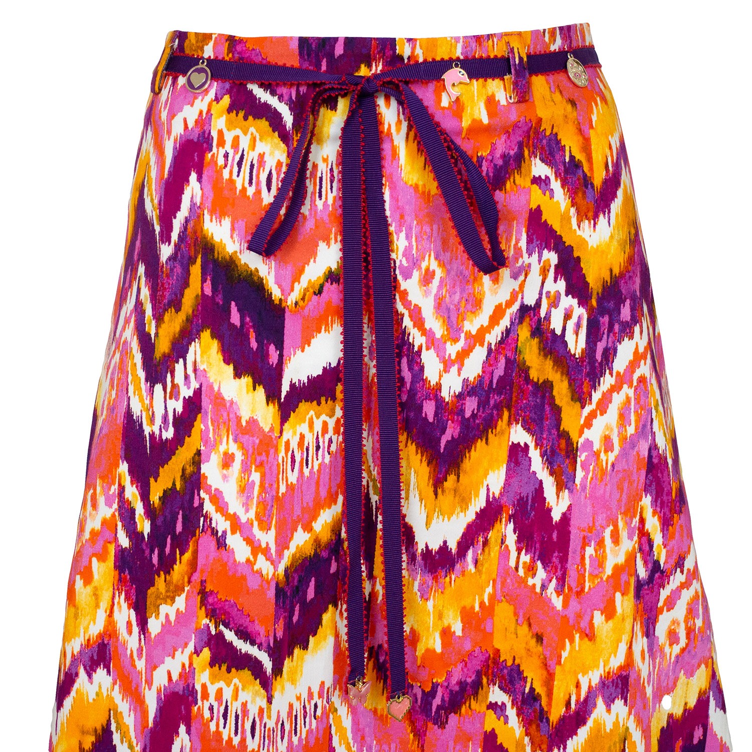 A-Line Colorful Zigzag Print Skirt