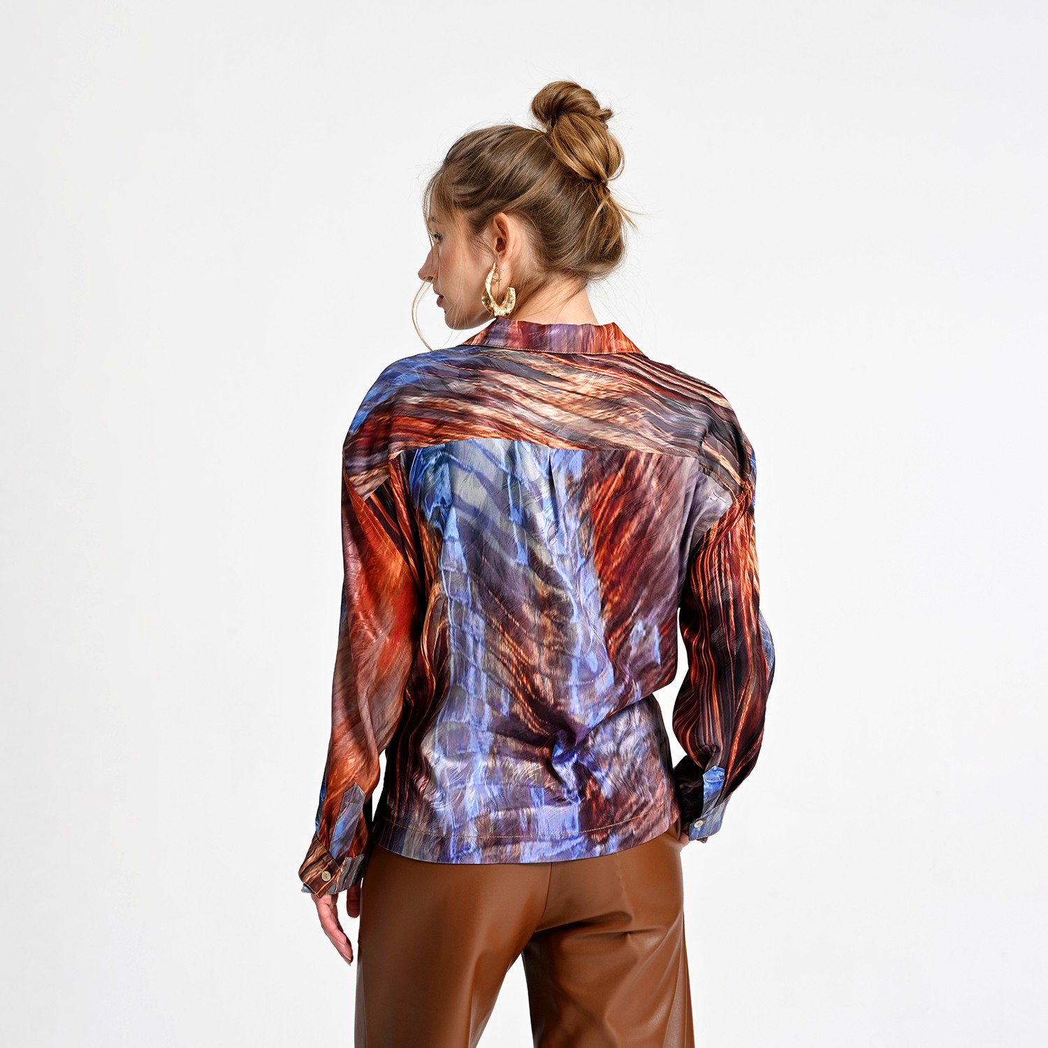 Abstract Print Button-Down Shirt