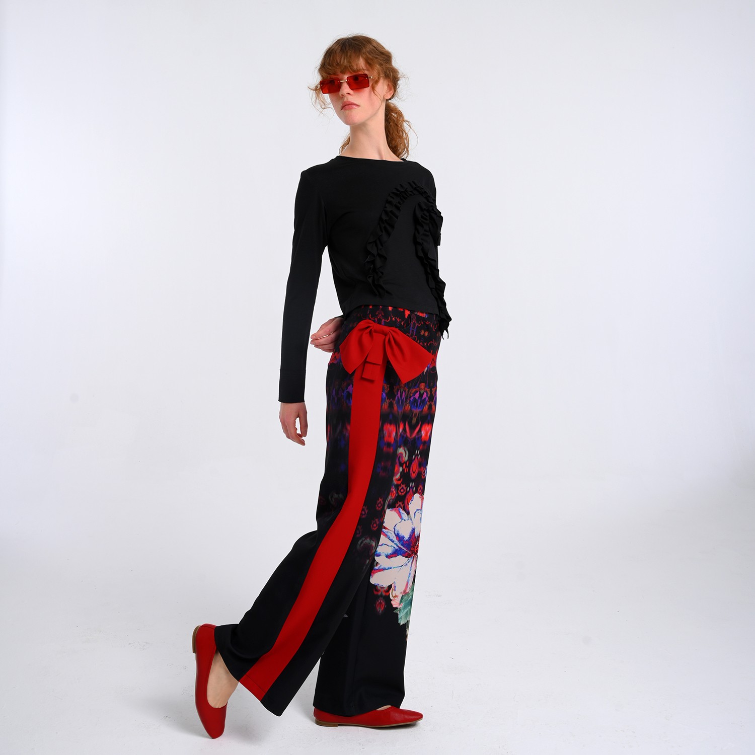 Black Viscose-Blend Long Sleeve T-Shirt
