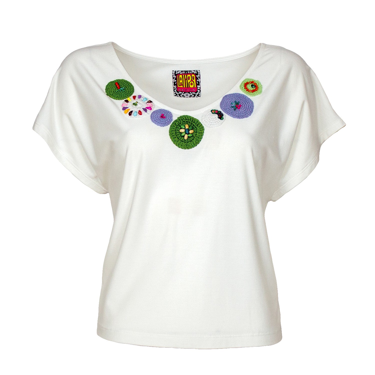 White Blouse With Hand-Embroidered Details On The Neckline
