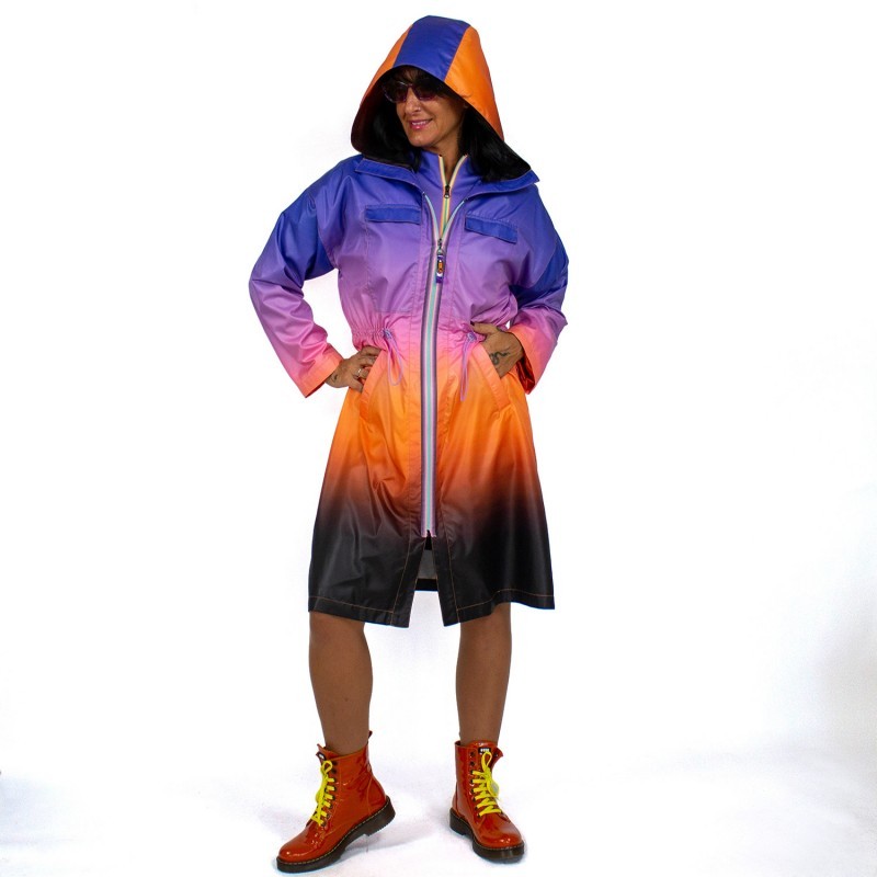 Ombre Raincoat with Hoodie