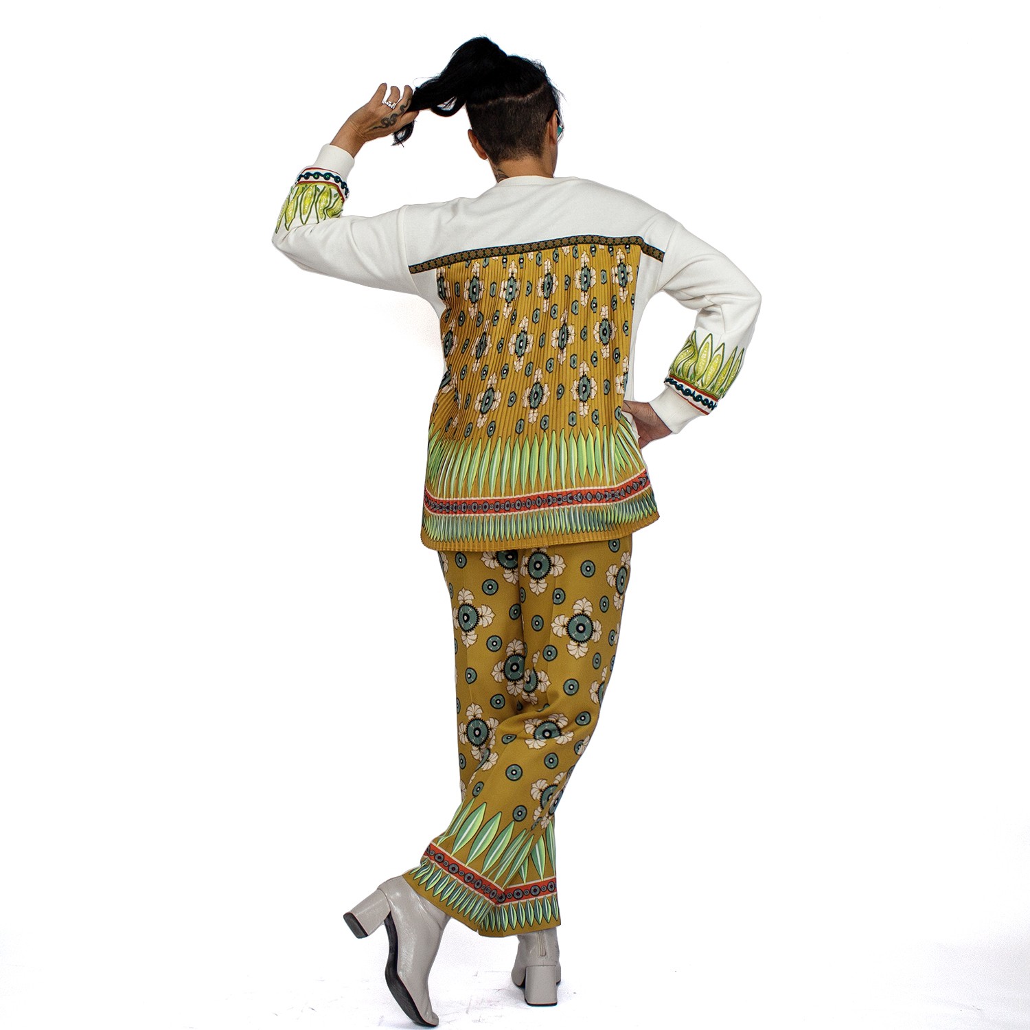 Abstract Flower Print Pants