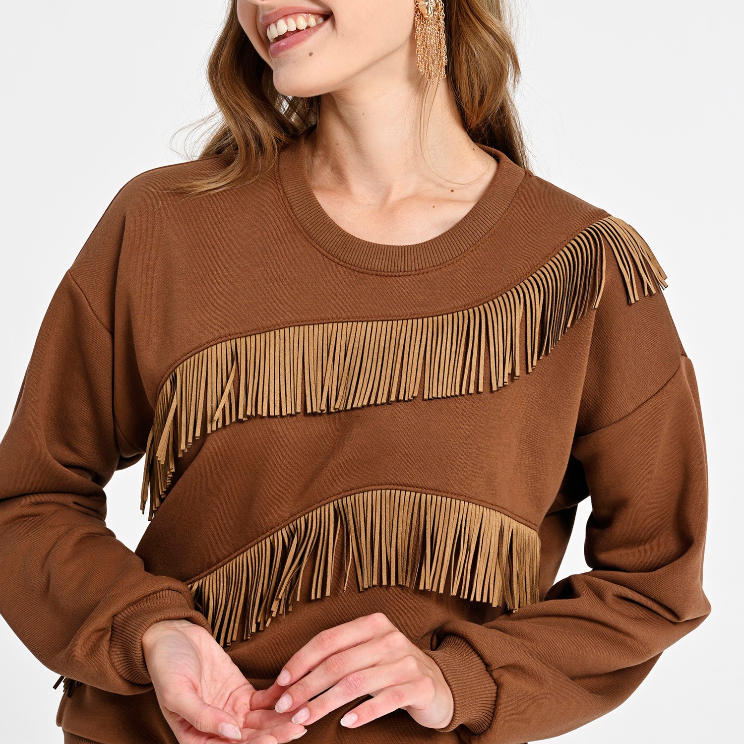 Sweatshirt with Fringe Details