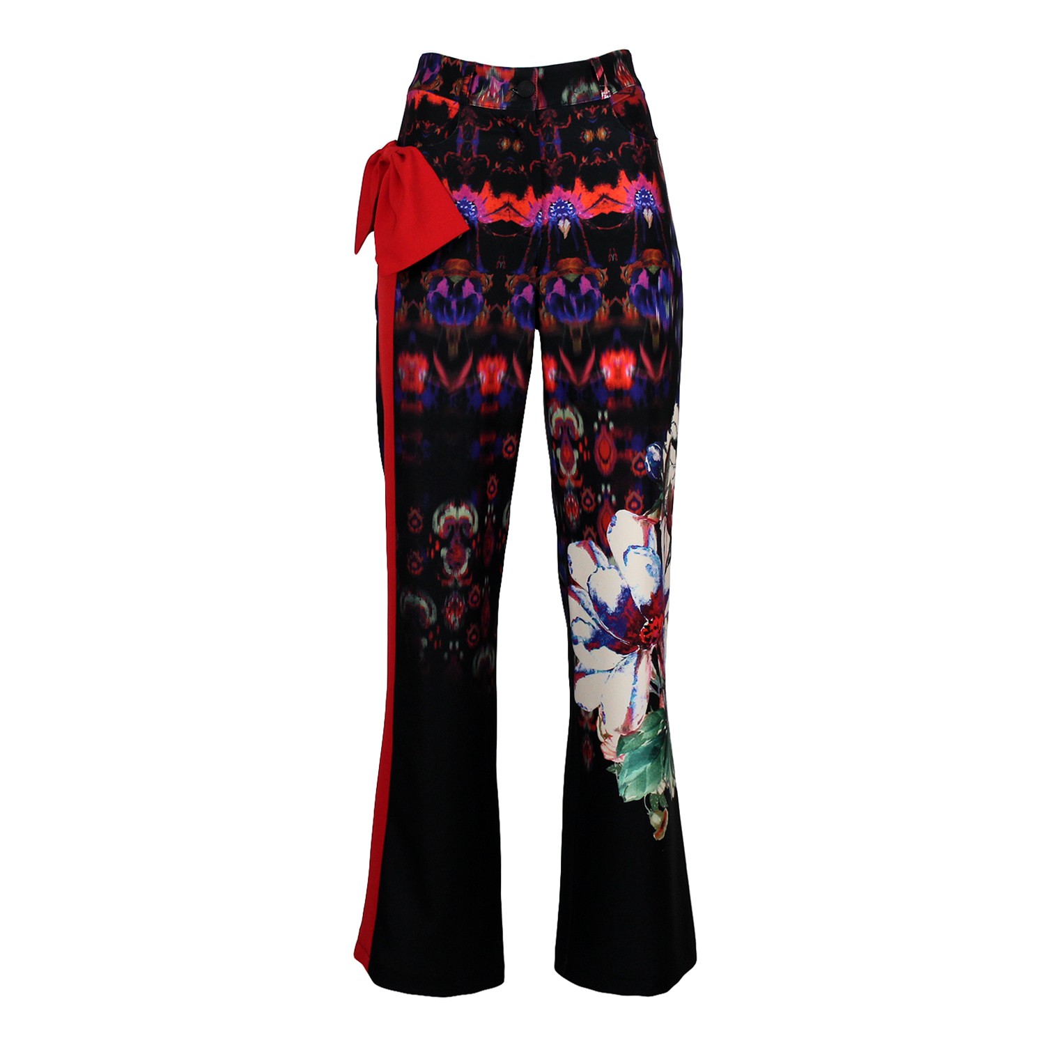Bow Detailing Wide-Leg Panelled Pants