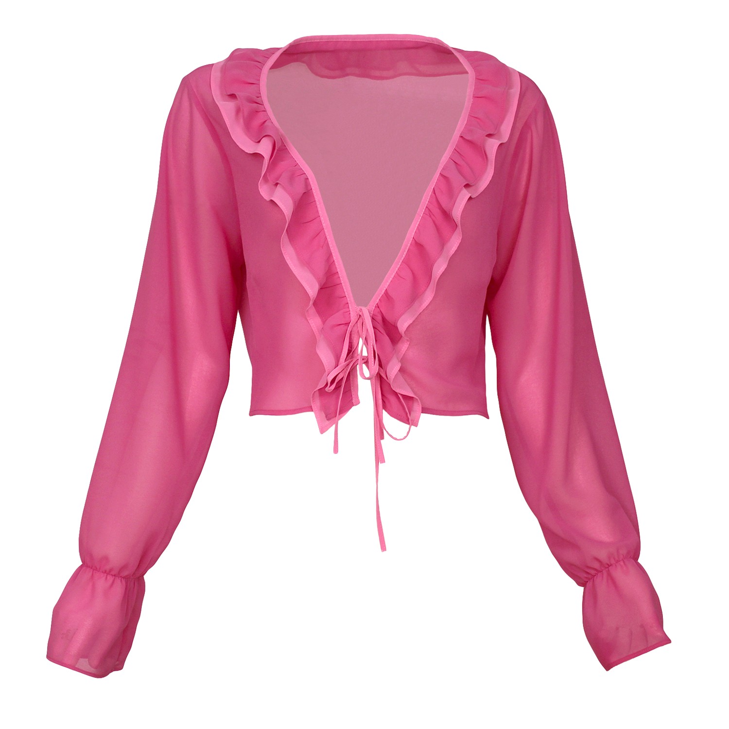 Ruffled Chiffon Cropped Shirt