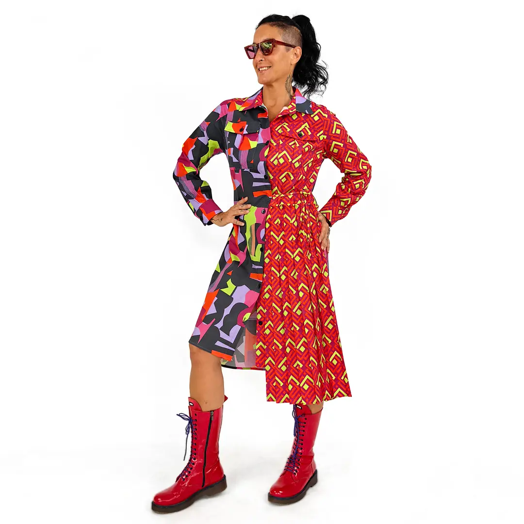 block colour shirt dress Color Block Shirt Dress