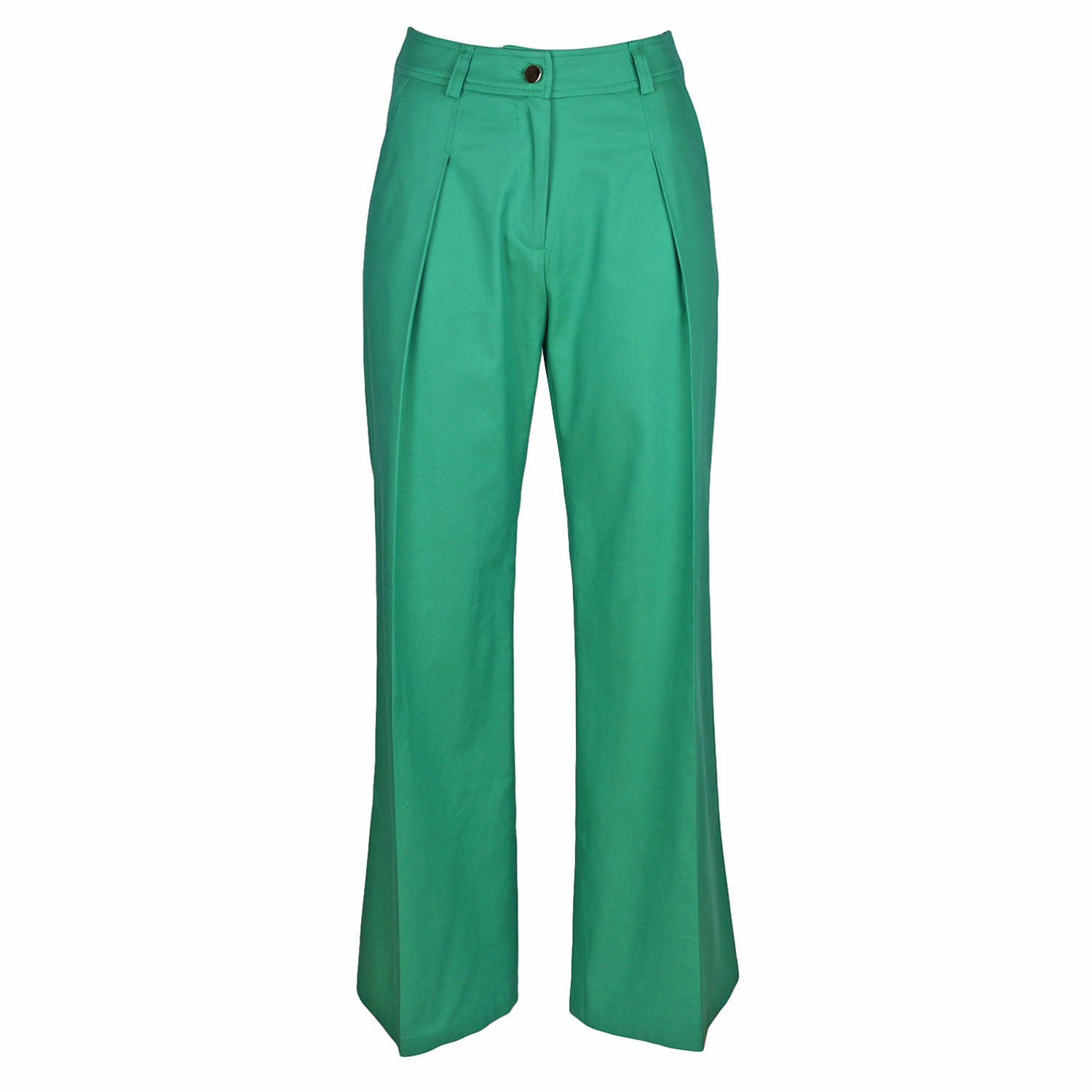 Jewel-Tone Green Wide-Leg Pants