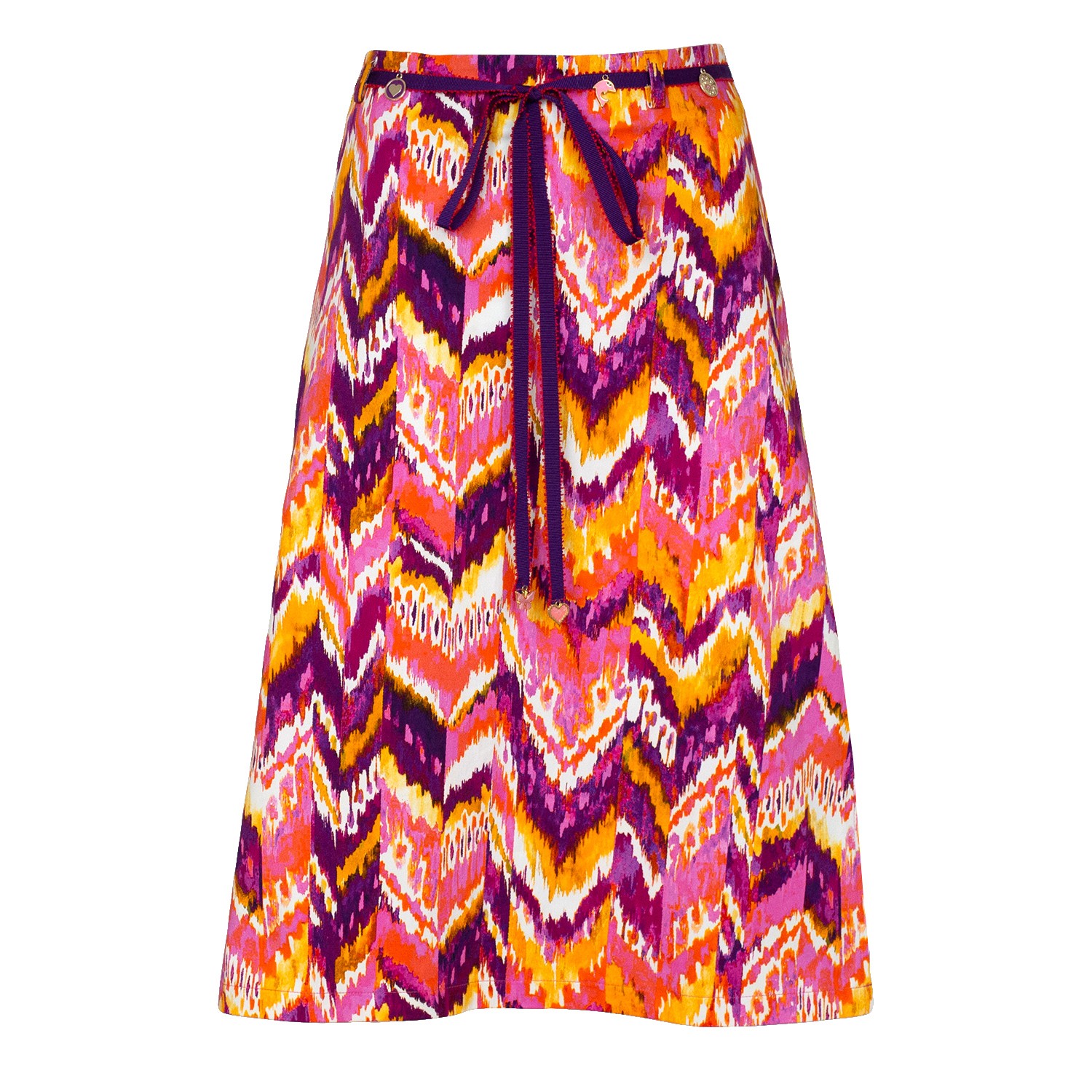 A-Line Colorful Zigzag Print Skirt