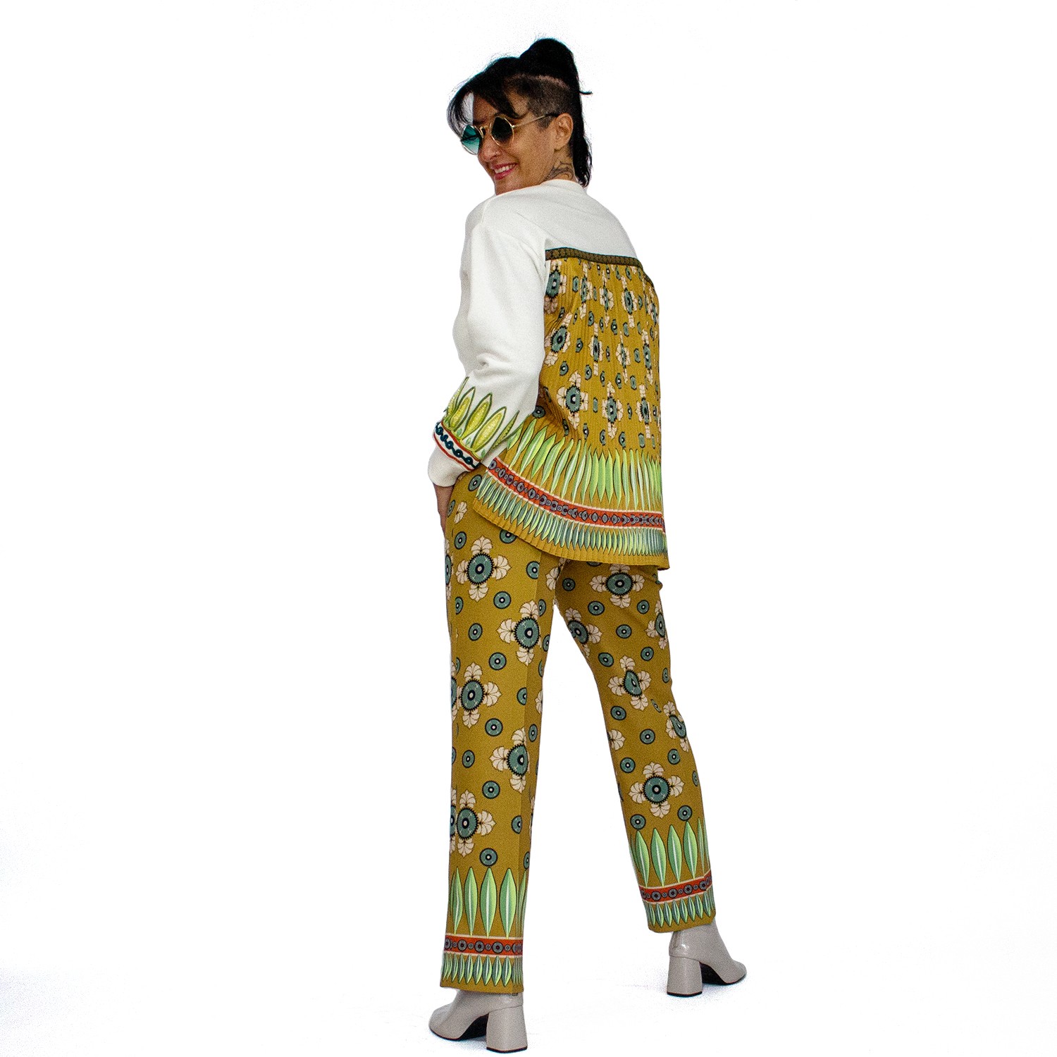 Abstract Flower Print Pants
