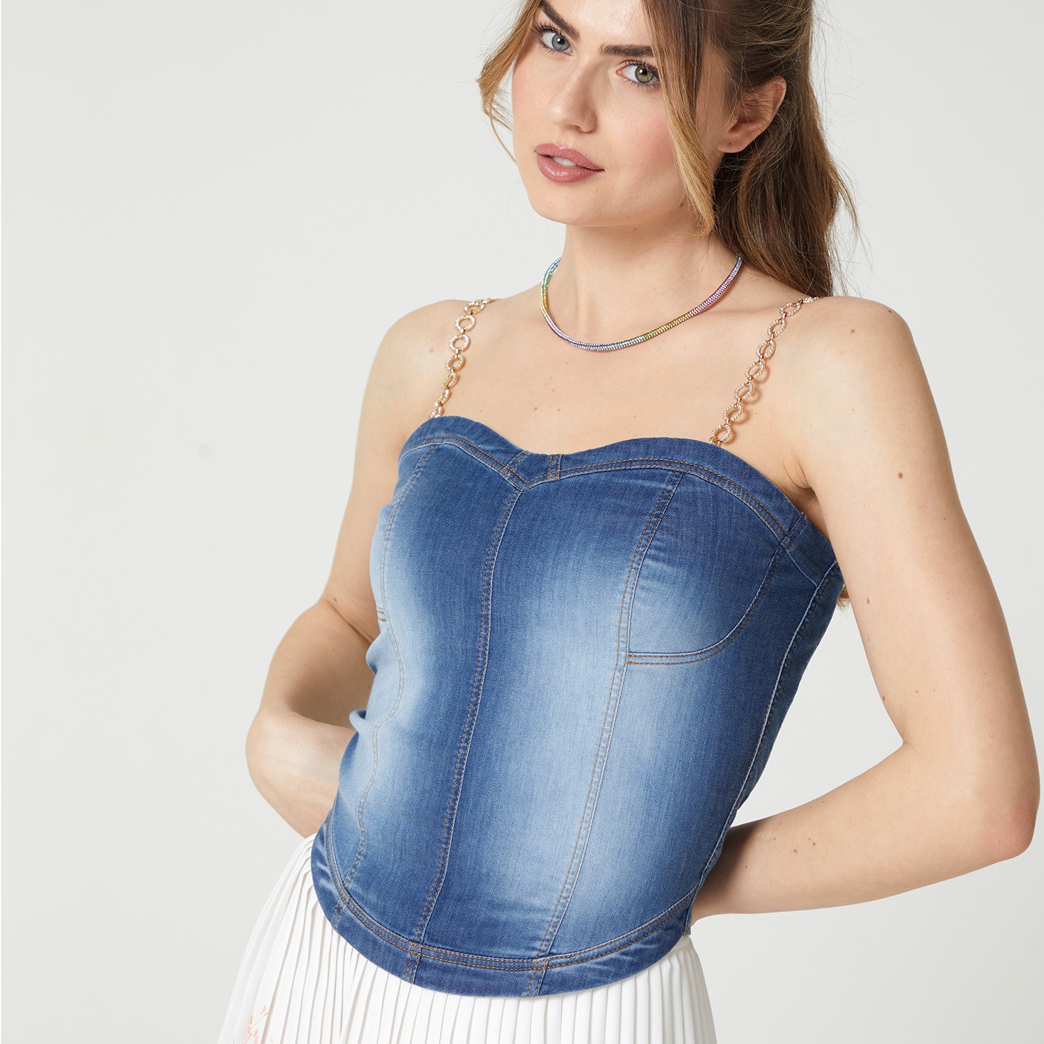 Indigo Blue Denim Crop Top