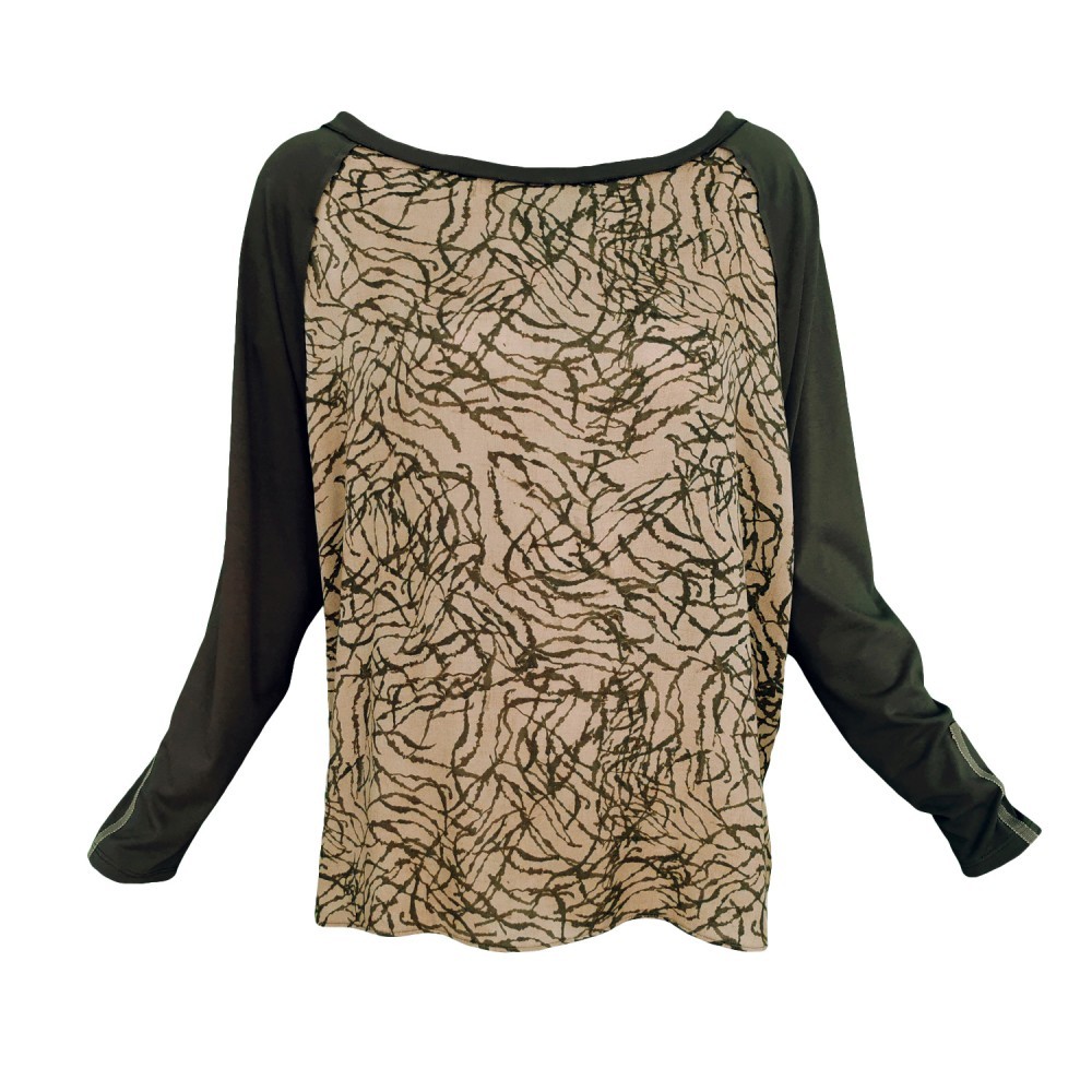 Matt Gold Sweatshirt With Khaki Reglan Sleeves