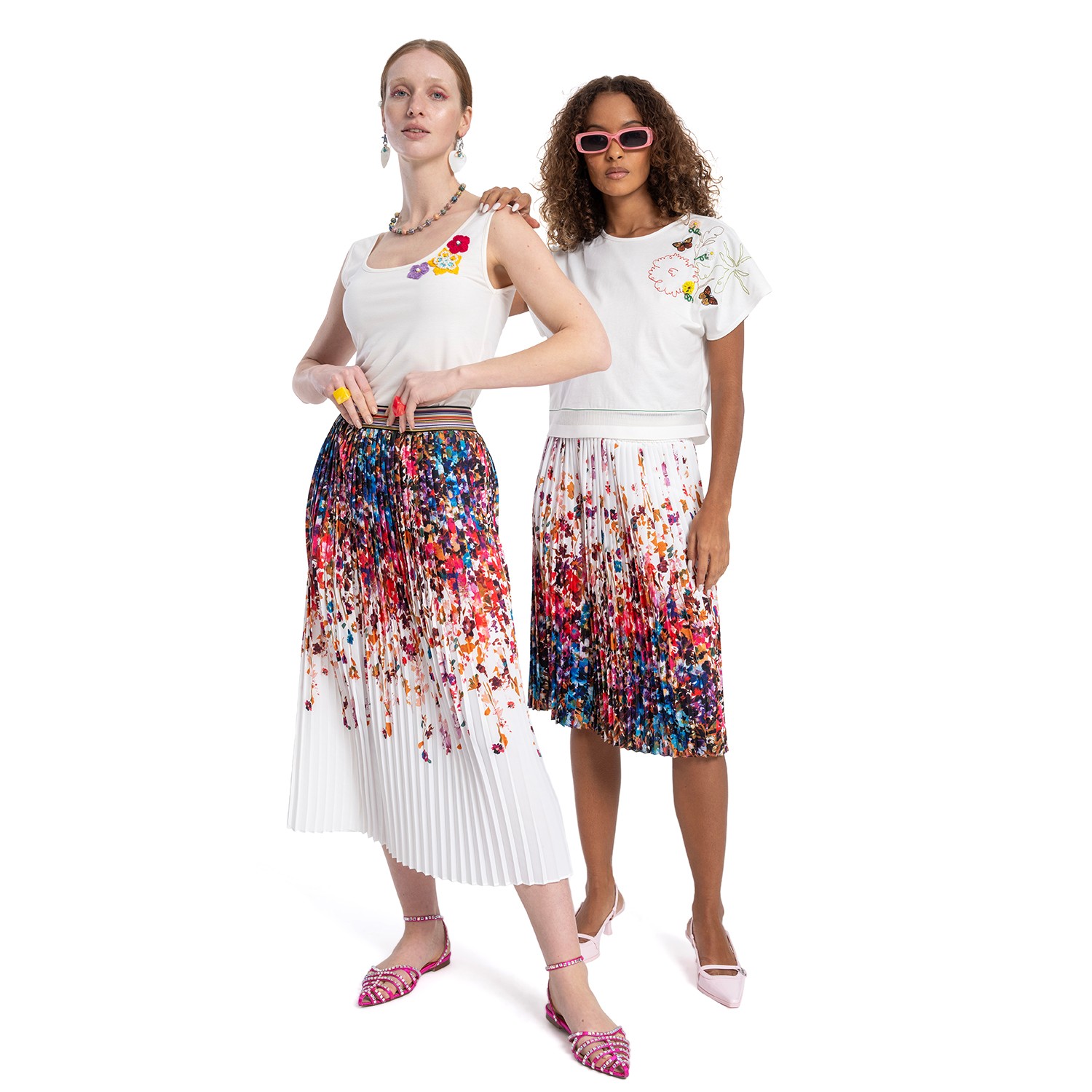 Embroidered Cropped Cotton T-Shirt With Hem Detailing