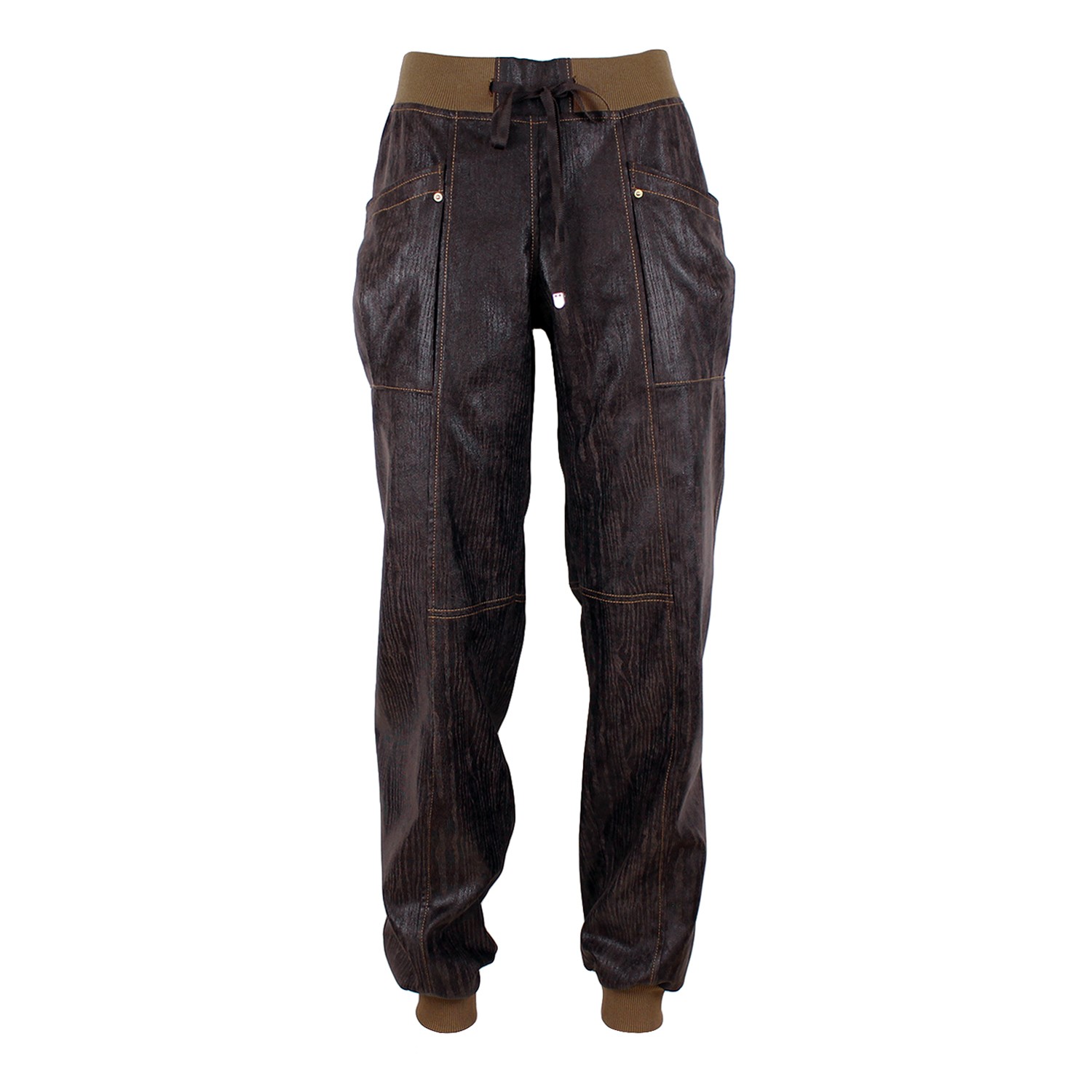Jogger Pants with Wood-Textured Vegan Leather Finish