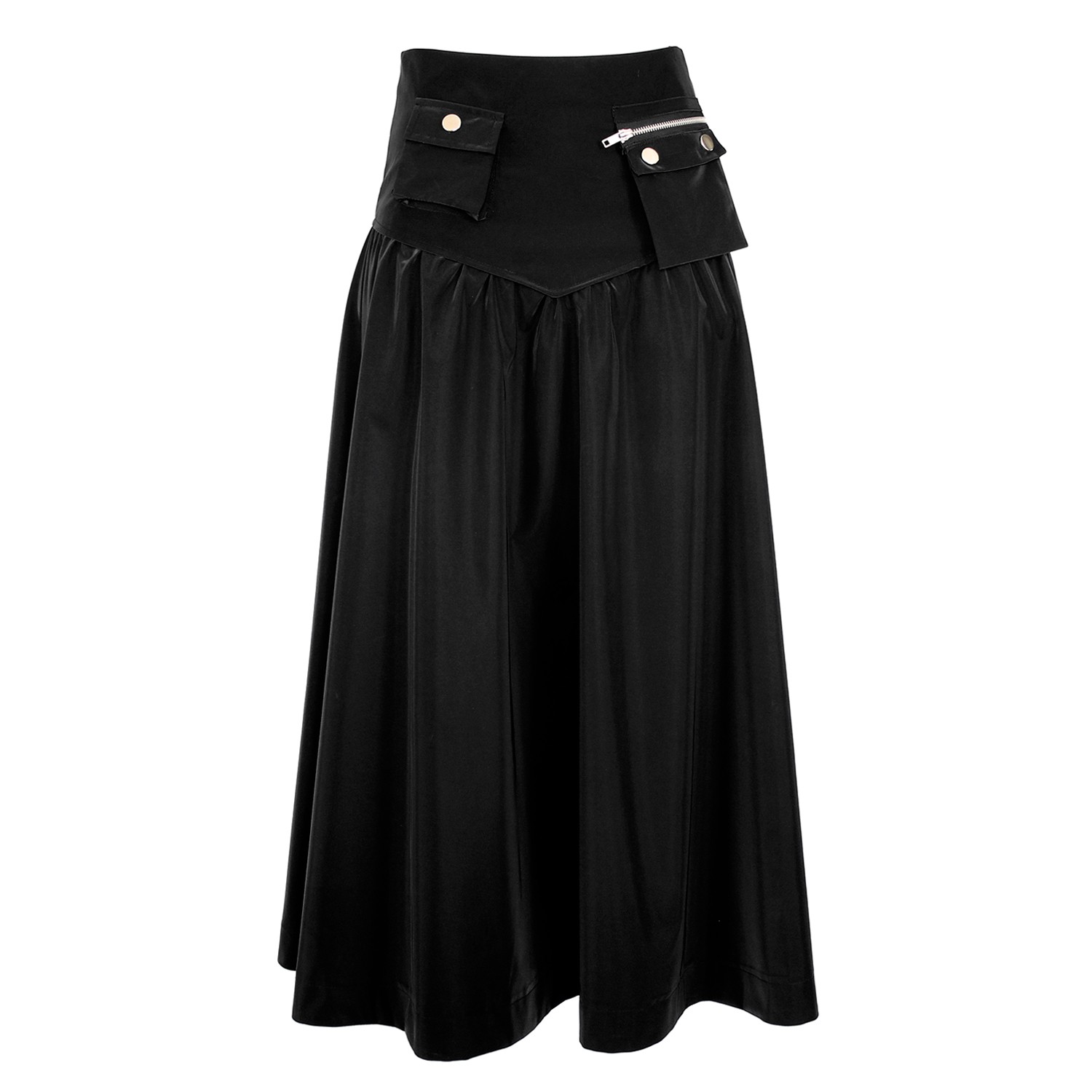 Black Maxi Skirt With Cargo Pocket Details