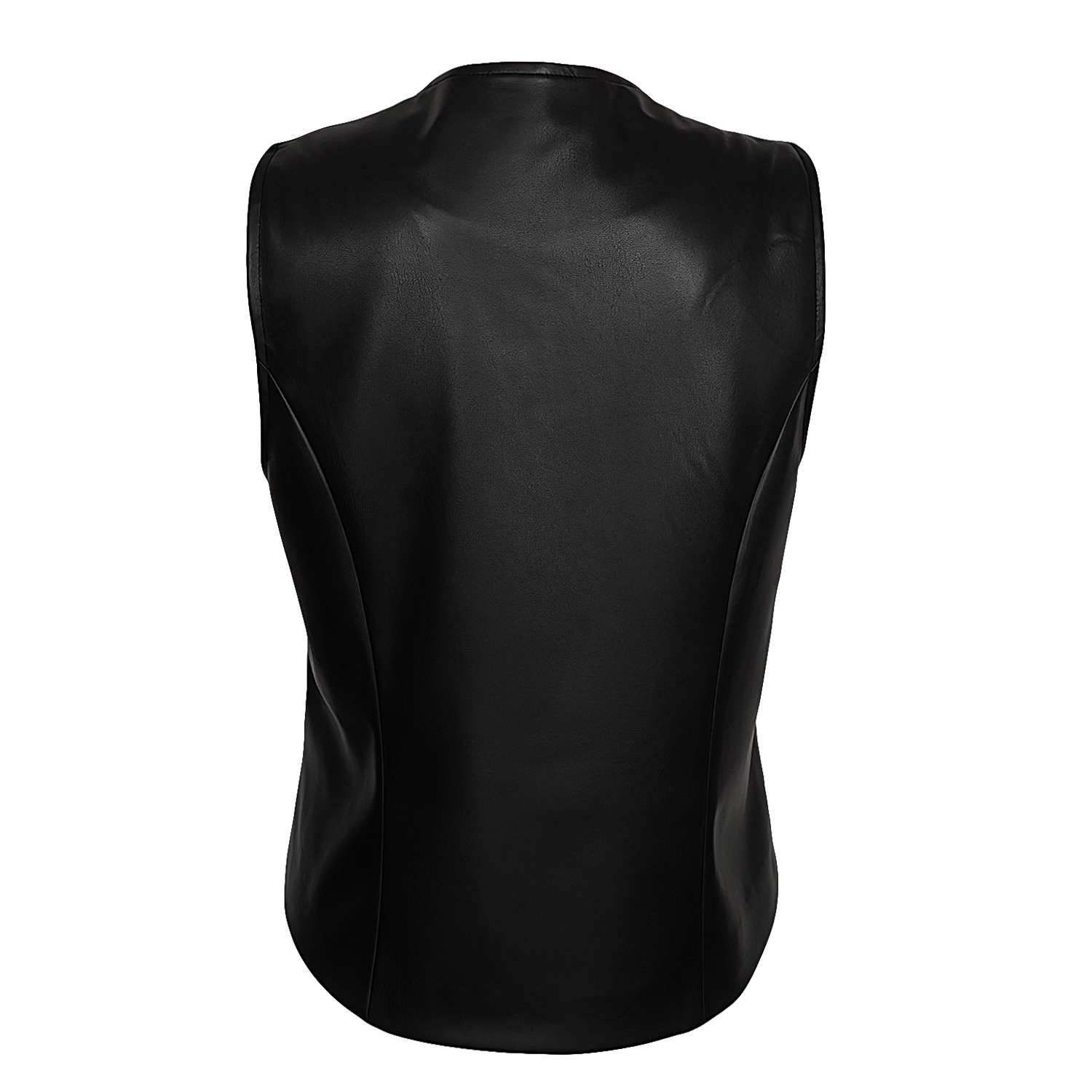 Floral Digital Print & Black Vegan Leather Vest