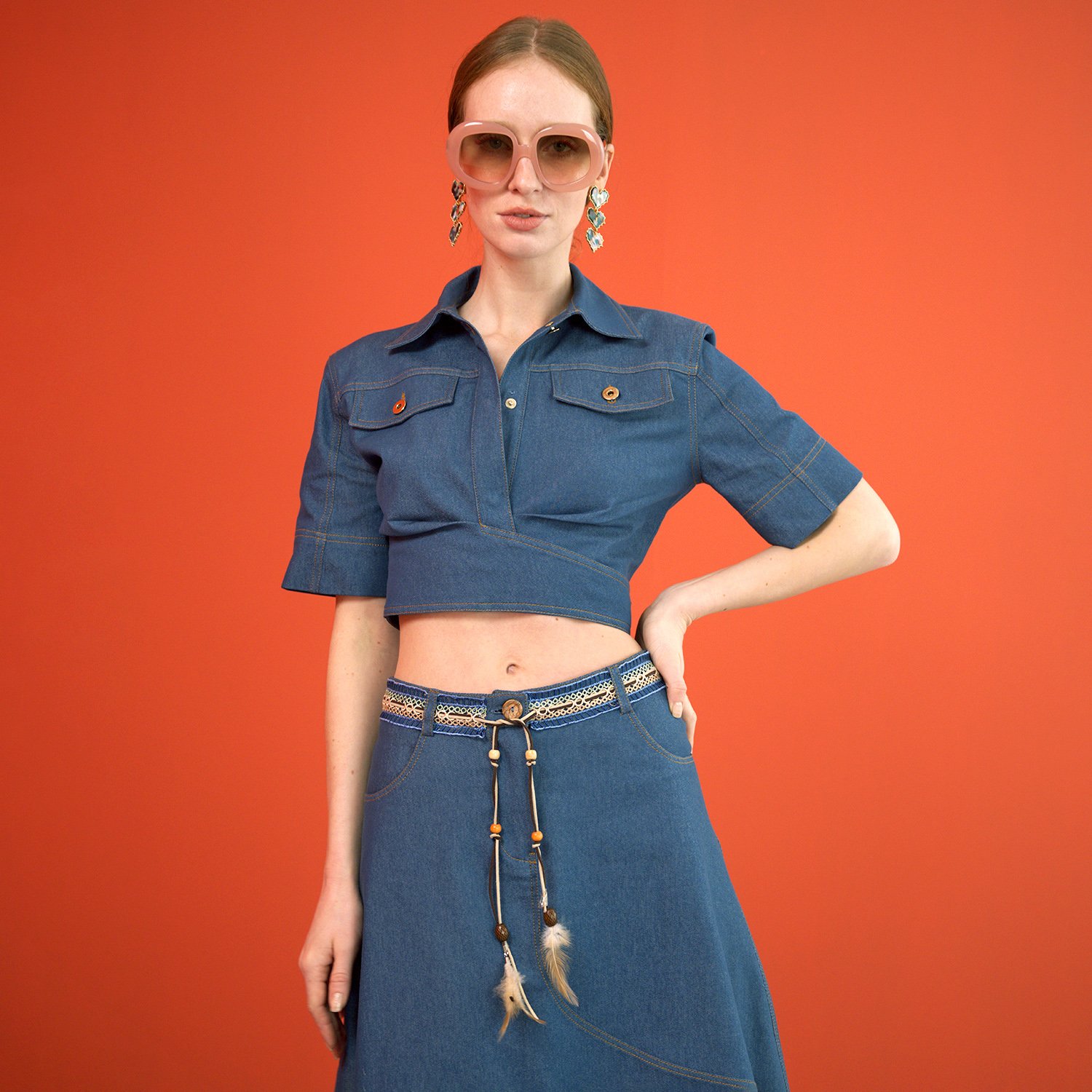 Fitted Cropped Denim Shirt