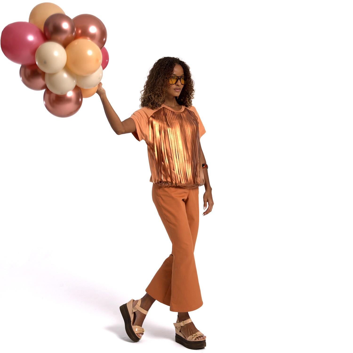 Brick Color Cropped Pants
