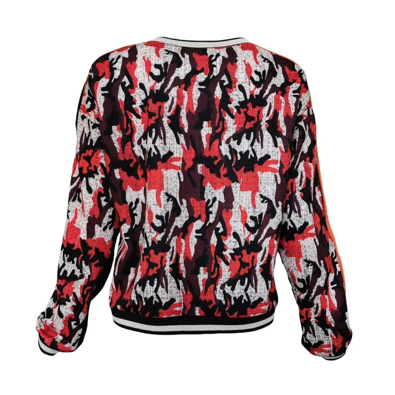 Black Sweatshirt With Eyelet Details & Camo Digital Print