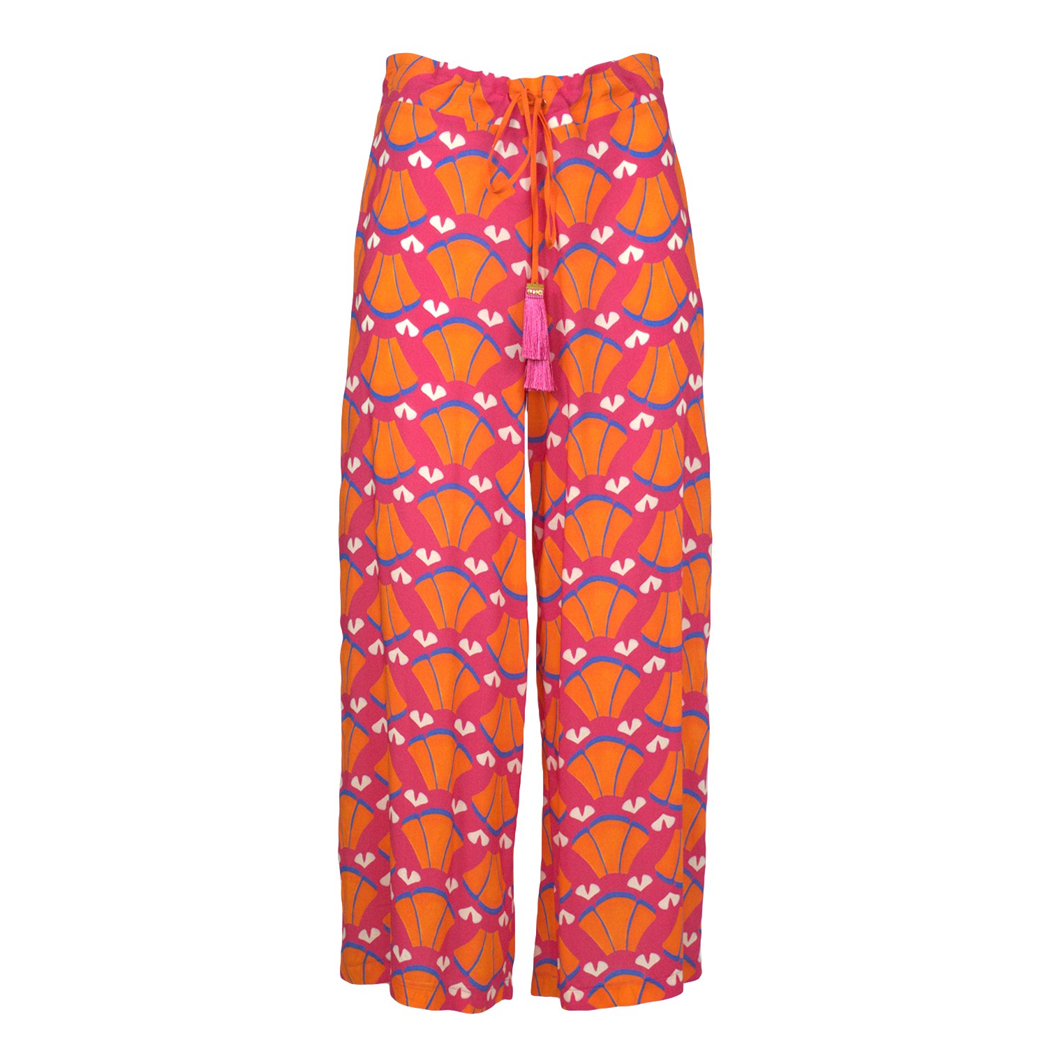 Multi-Color Wide-Leg Viscose Pants