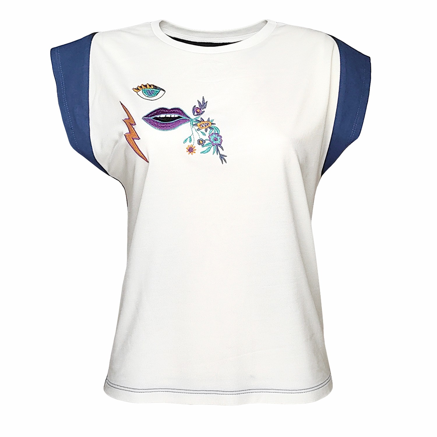 Embroidered Motif Cotton T-Shirt