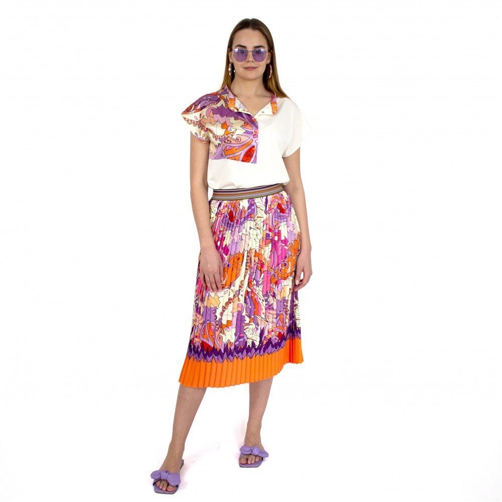 Abstract Print Garnished Blouse