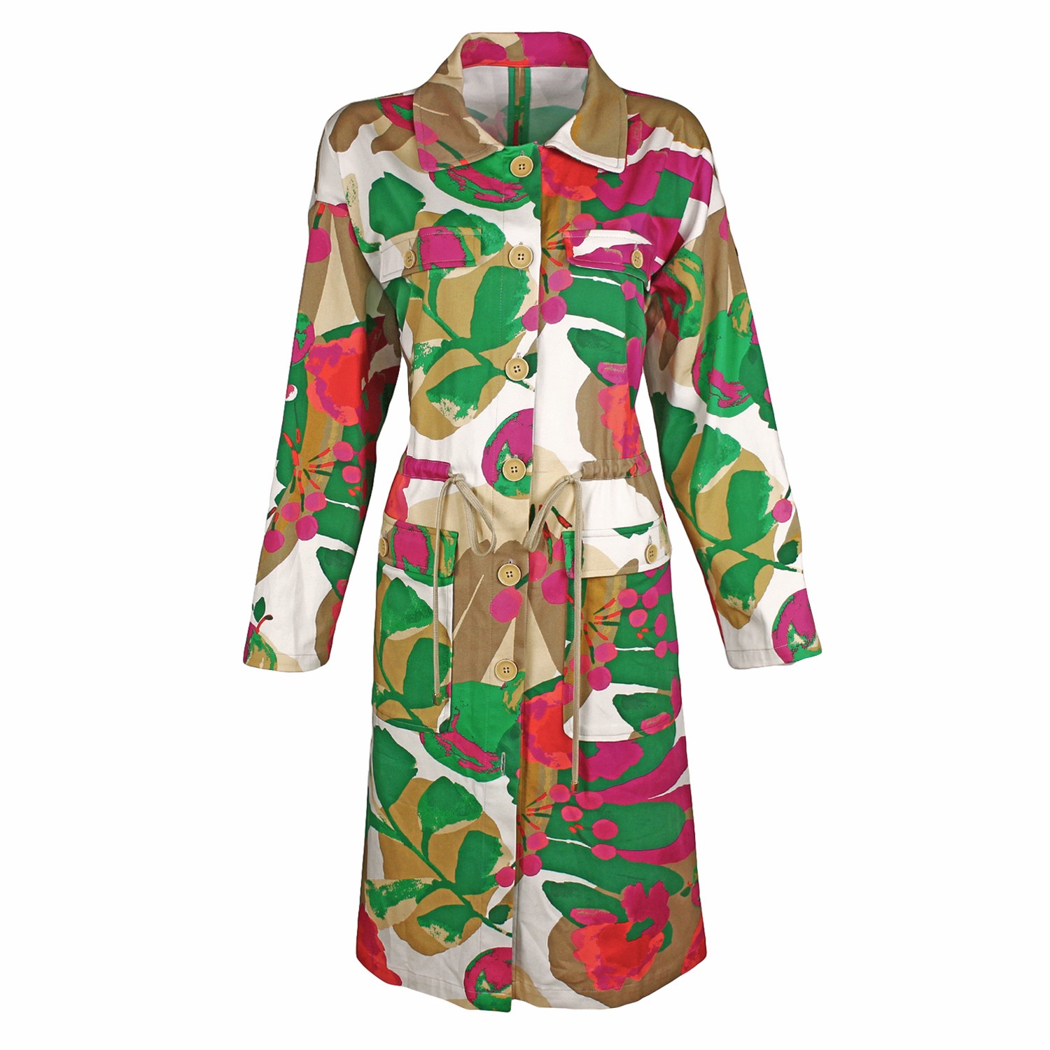 Multicolor Long-Sleeve Cotton Coat