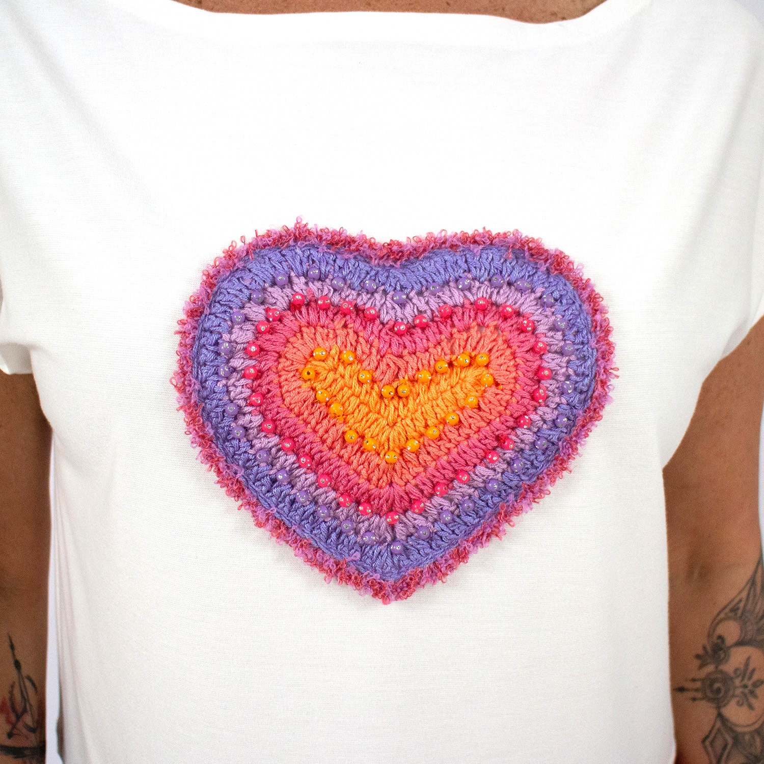 White Blouse With Hand-Embroidered Heart Motif