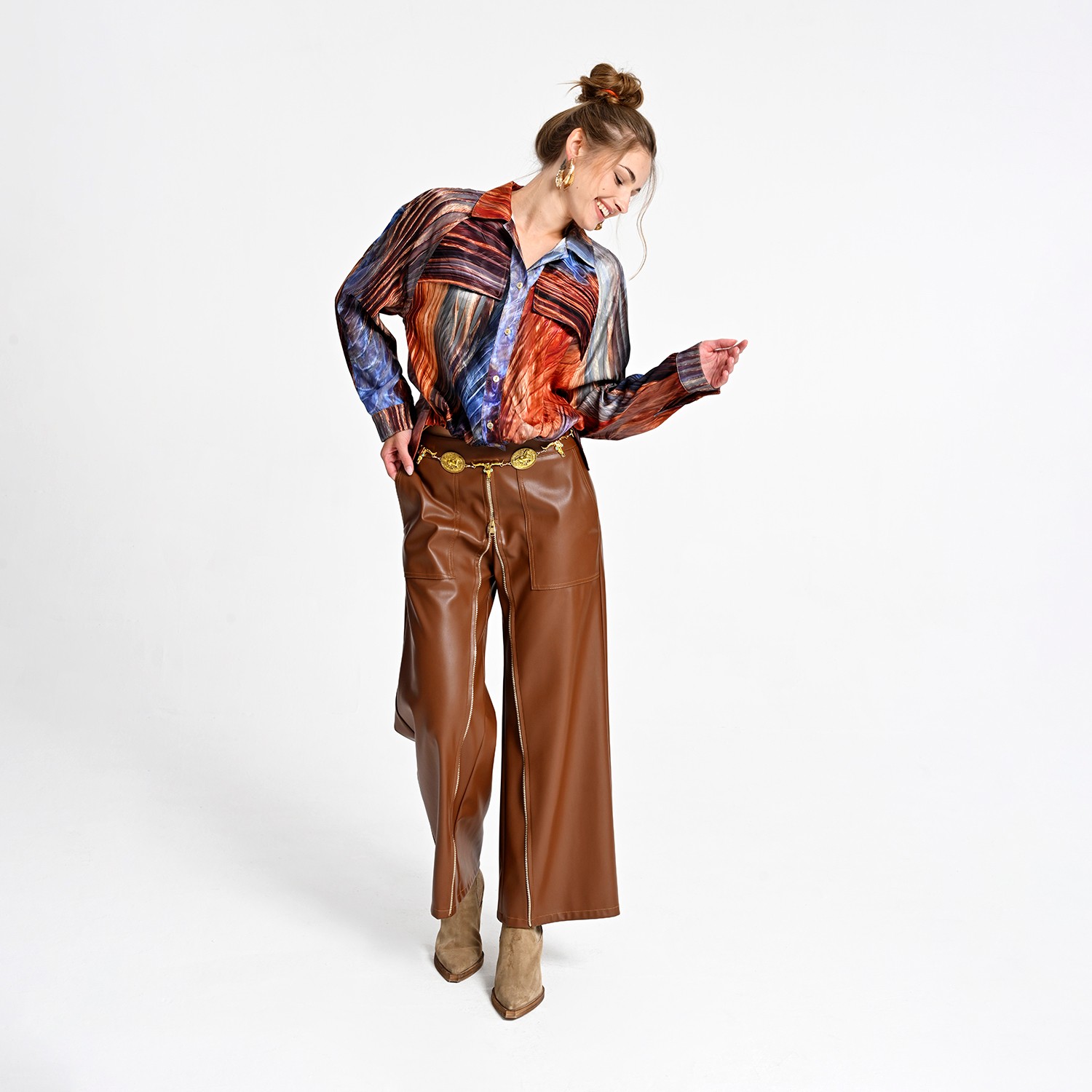 Abstract Print Button-Down Shirt