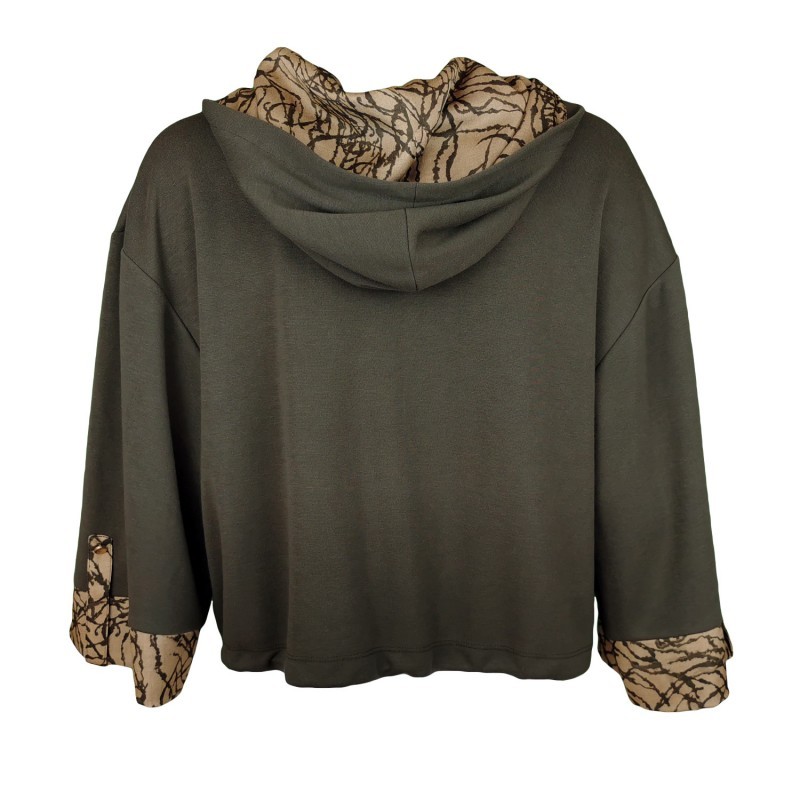 Knitted Khaki Hoodie Sweatshirt