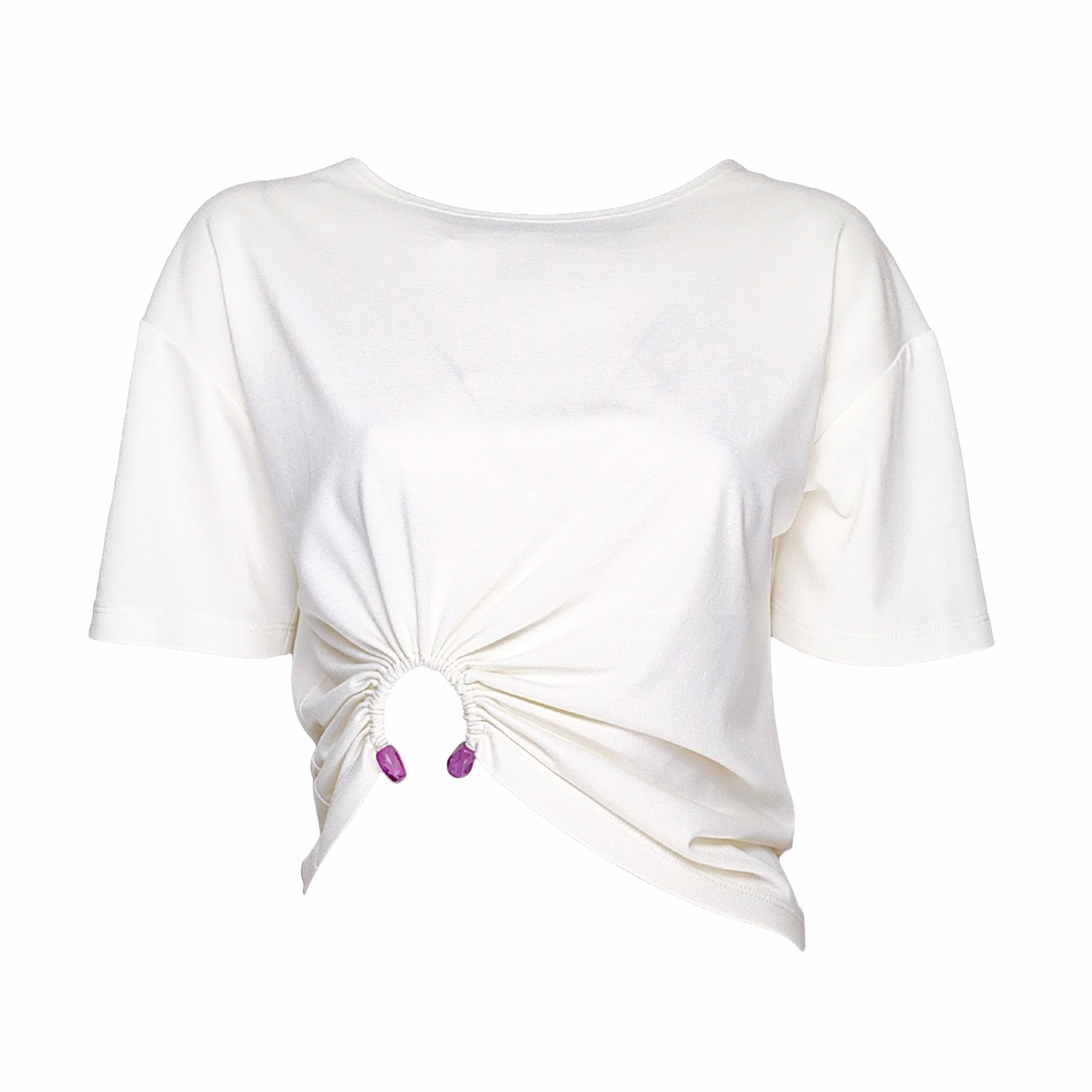 Ring-Embellished White T-Shirt
