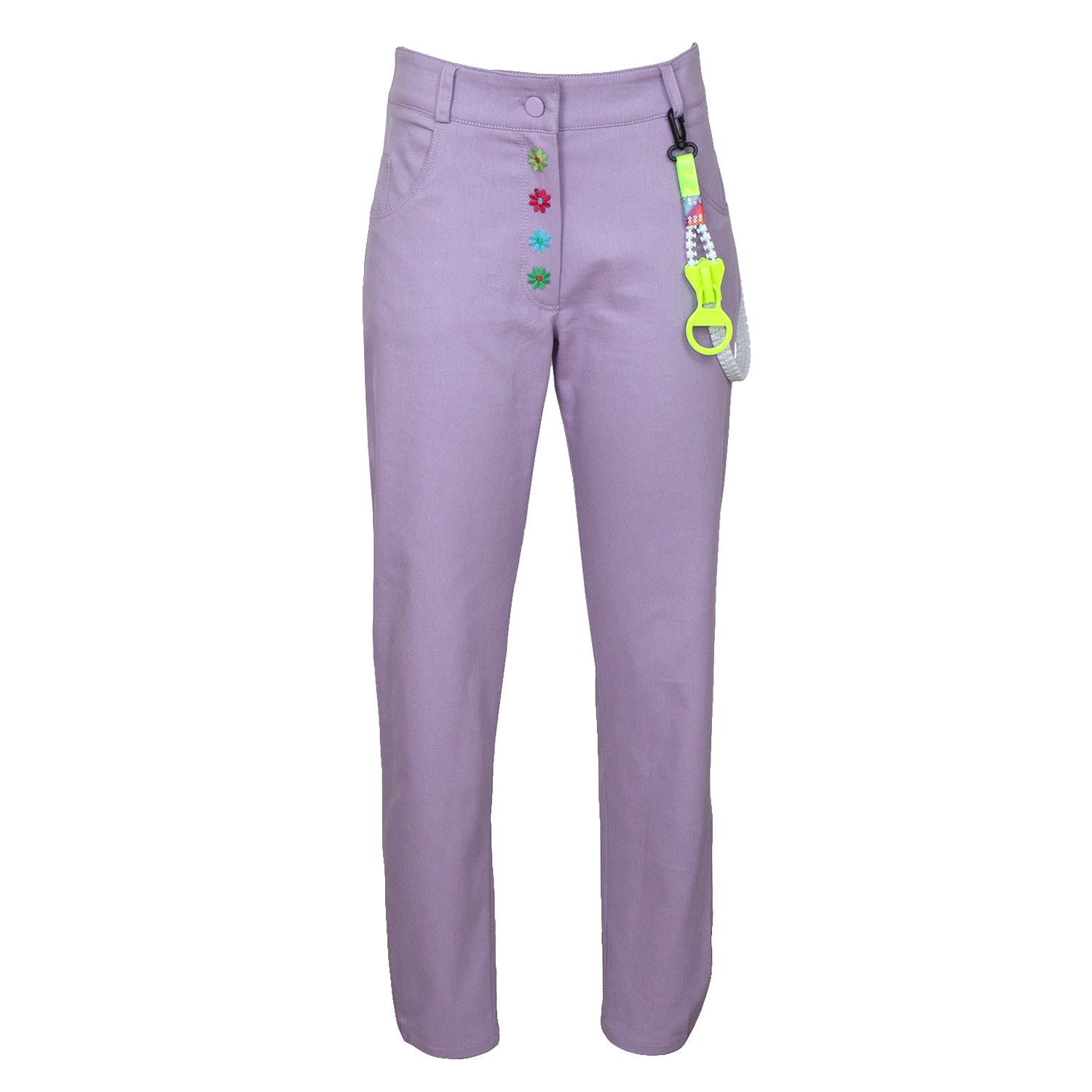 Flower Embroidered Cropped Lilac Pants