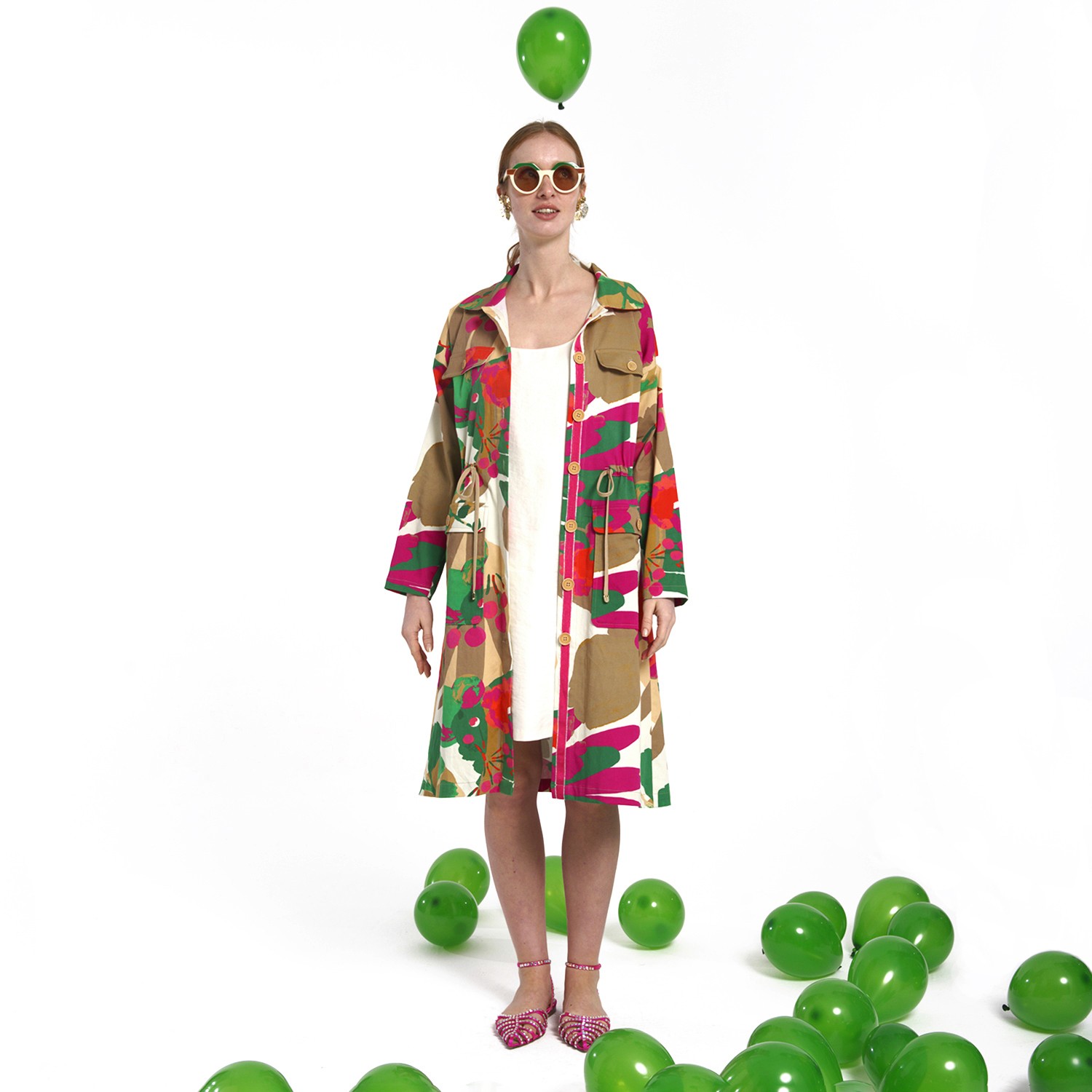 Multicolor Long-Sleeve Cotton Coat