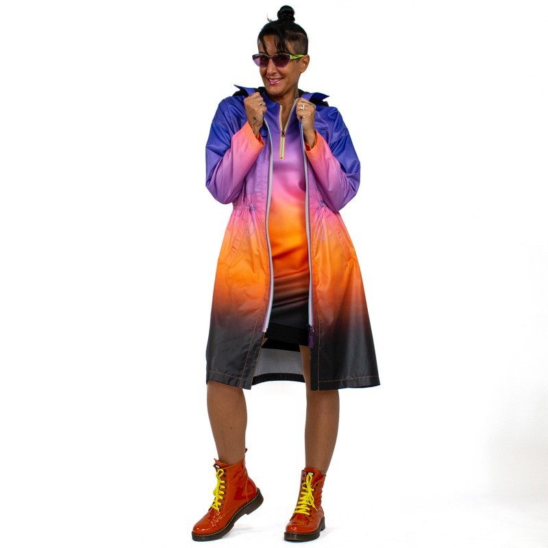 Ombre Raincoat with Hoodie