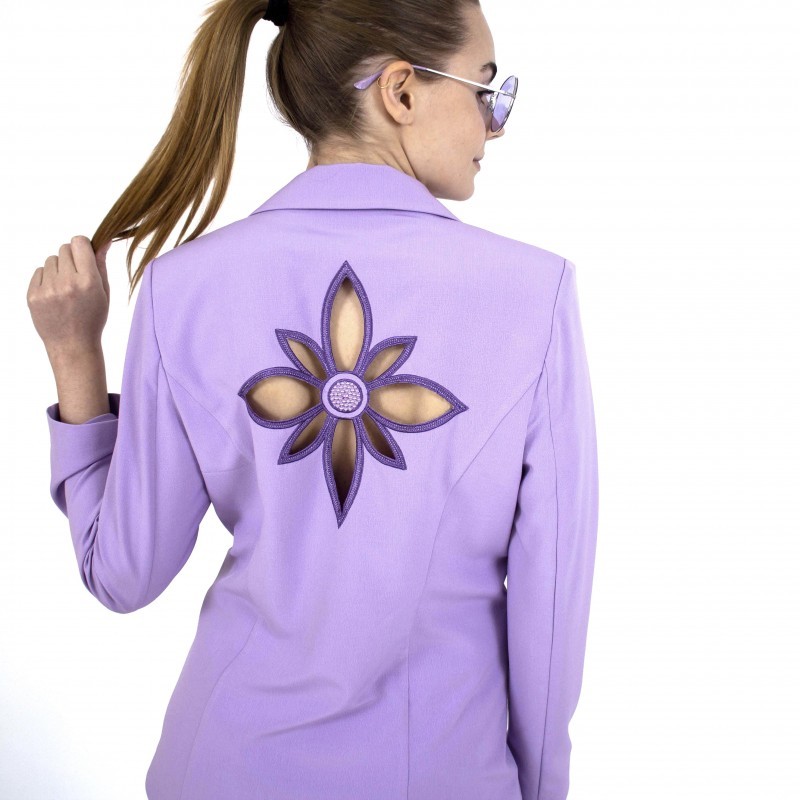 Tailored Blazer Jacket with Embroidery & Lazer Cut Details