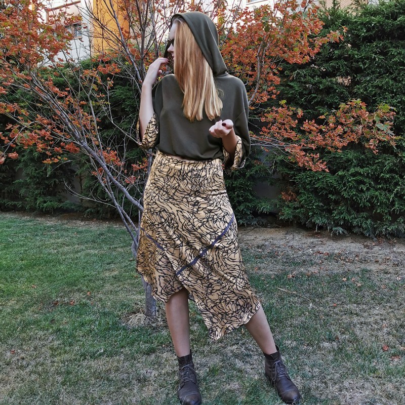 Knitted Khaki Hoodie Sweatshirt