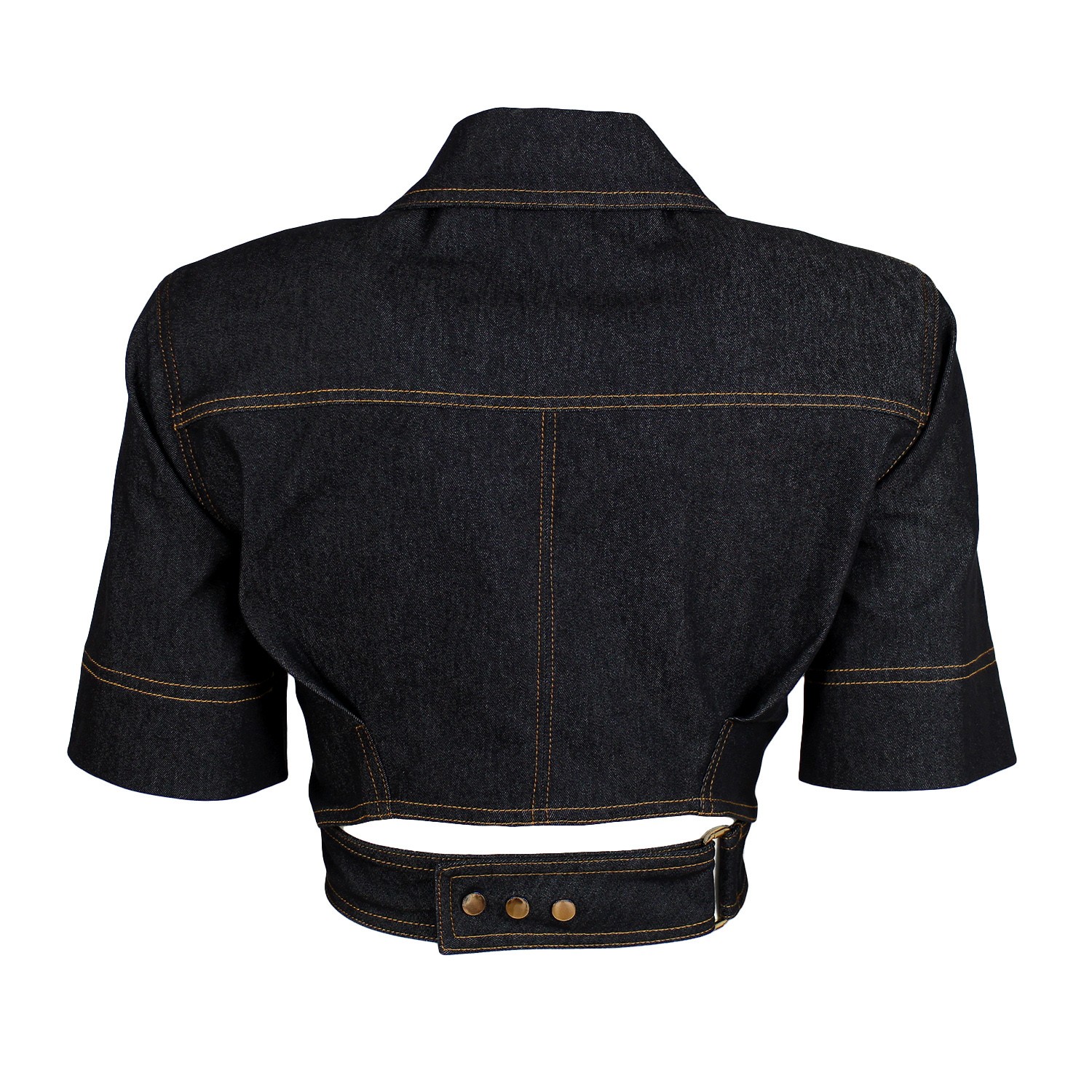 Fitted Cropped Black Denim Shirt