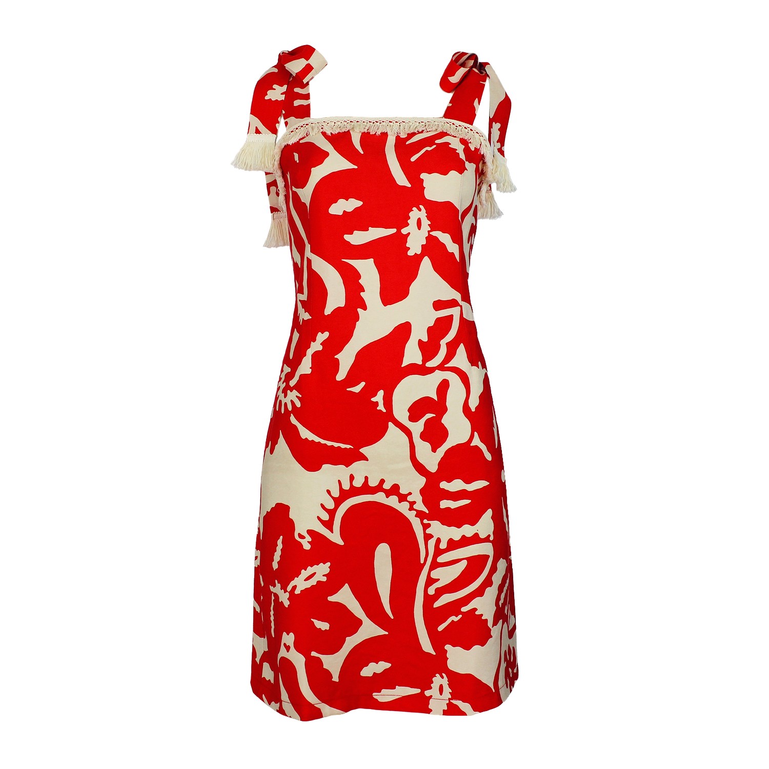 Abstract Floral Design Mini Dress With Tieable Straps