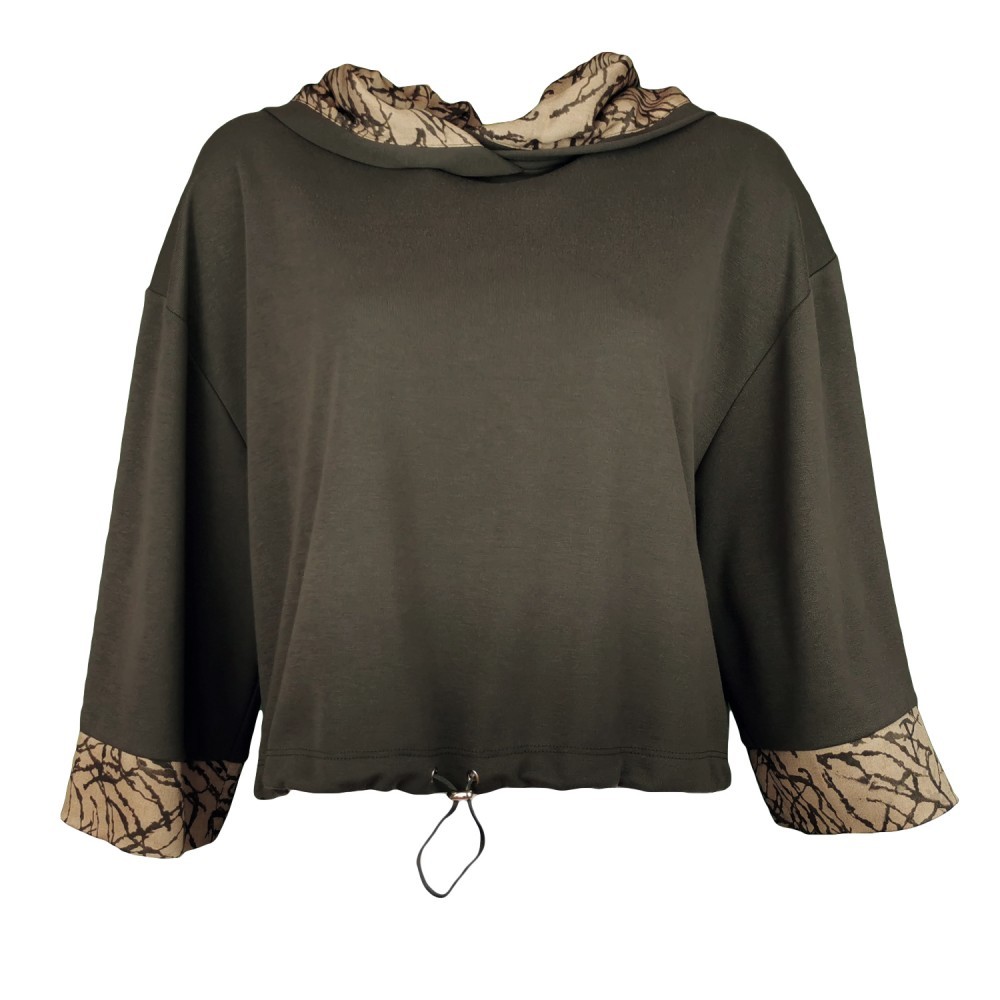 Knitted Khaki Hoodie Sweatshirt